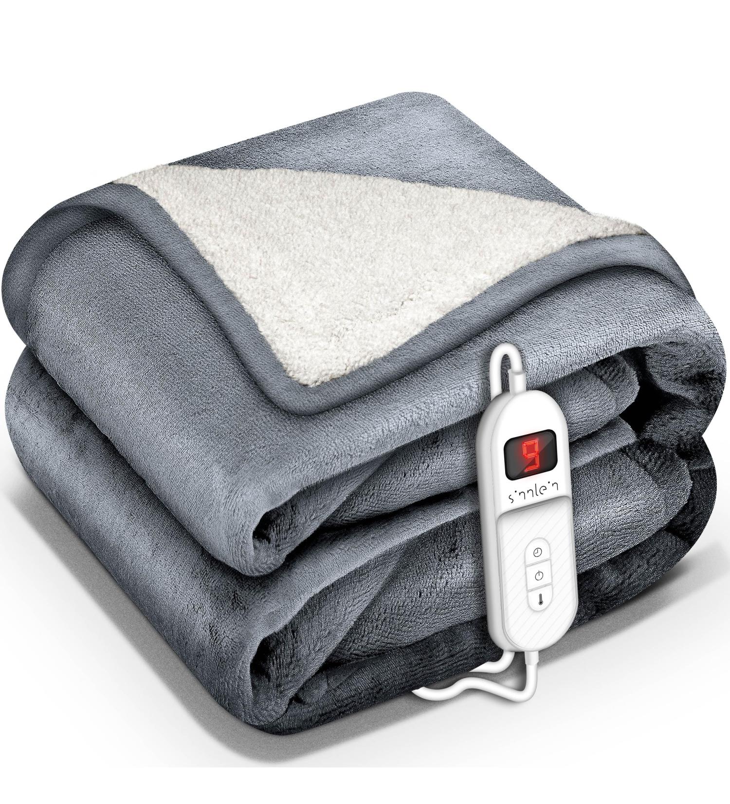 Sinnlein Electric Heating Ceiling 160x120cm | T V S d GS Certified | 9 Temperature Levels | Cuddly Blanket for Bed & Sofa | Automatic Switch-Off & Digital Timer - Light Gray - Buy Online on GoSupps.com