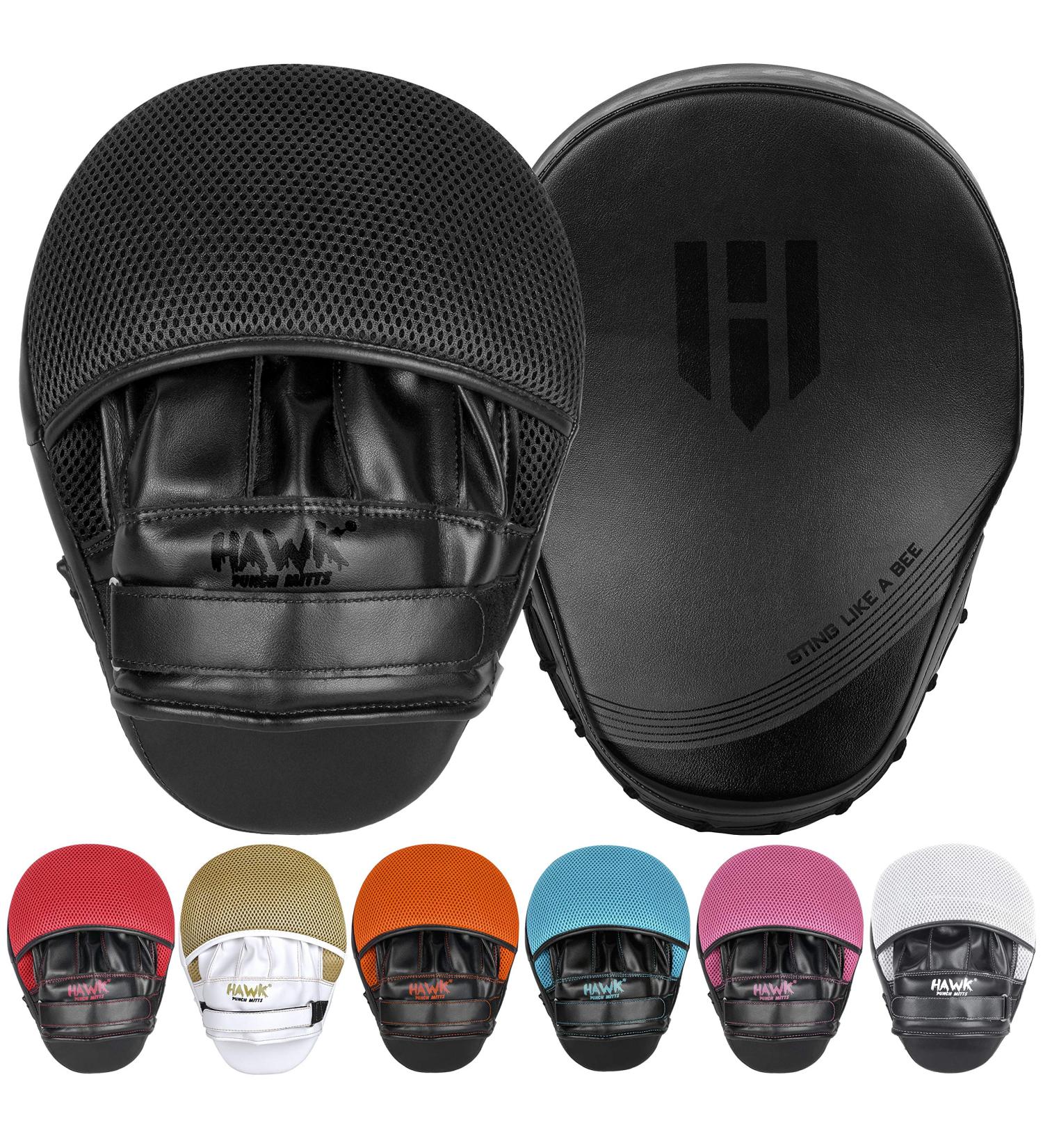 Hawk Sports All-Black Leather Punching Mitts for Martial Arts and Boxing Training - Men, Women, Kids - Buy Online on GoSupps.com