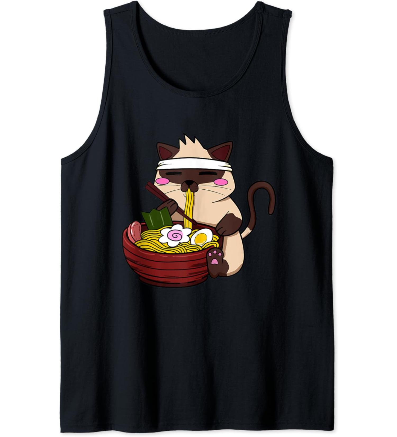 Anime Siamese Ramen Japanese Ramen Life Noodle Tank Top