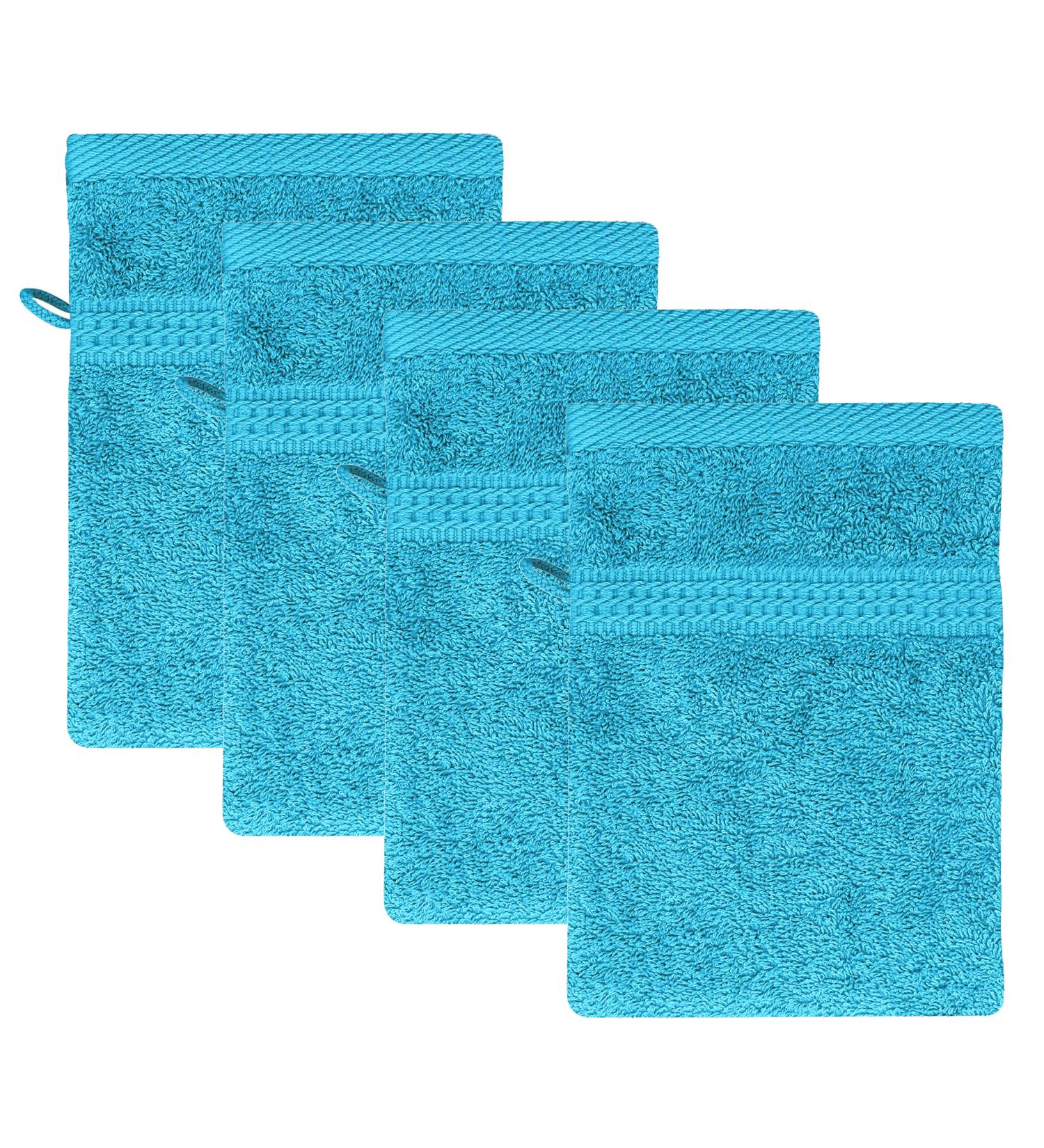 Class Home Collection Washing Gloves Set - 4 Turquoise 100% Cotton Washcloths | 16x21 cm 500 g/m | Ideal for Effective Cleaning - Buy Online on GoSupps.com