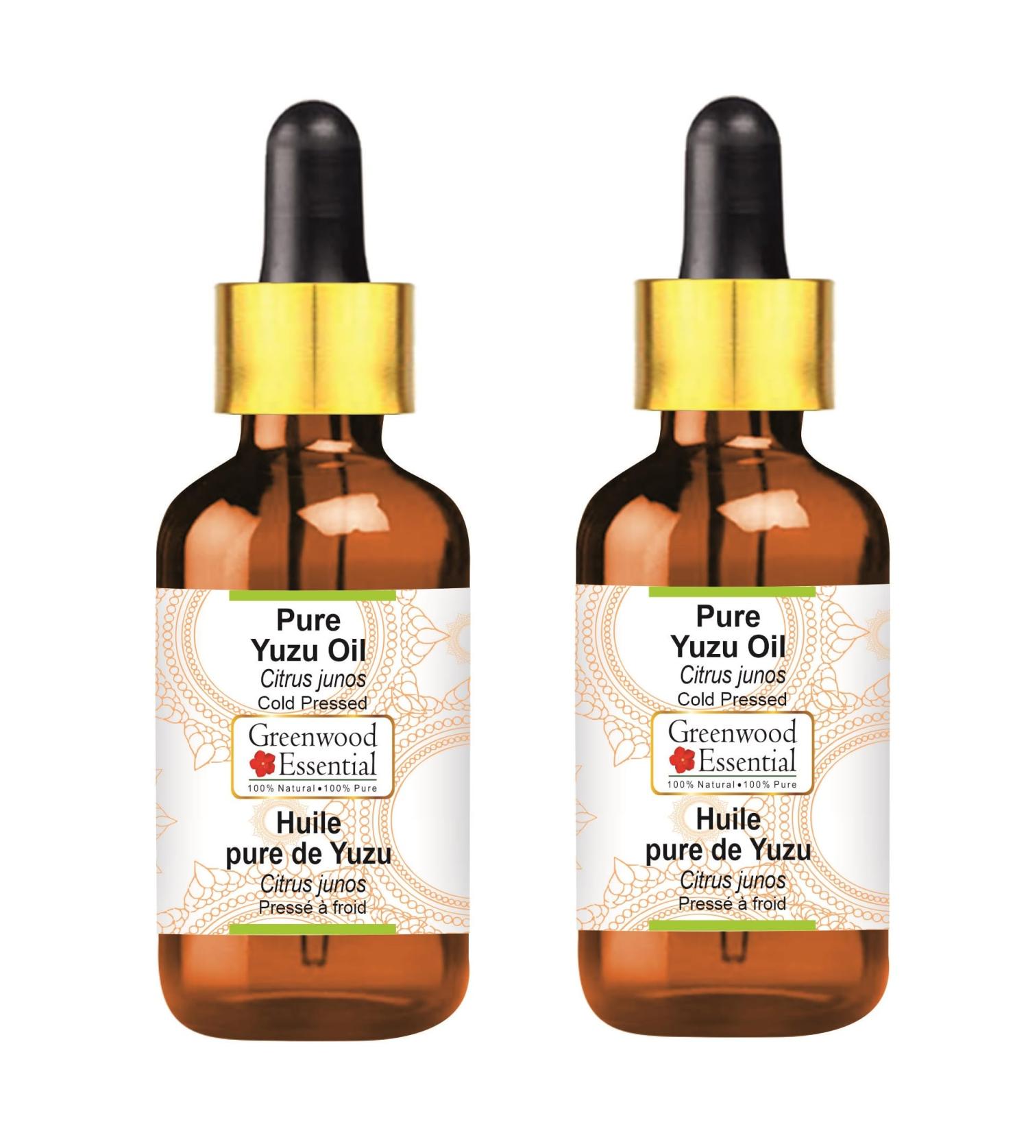 Greenwood Essential Pure Yuzu Oil (Citrus junos) with Glass Dropper Cold Pressed (Pack of Two) 100ml X 2 (6.76 oz) - Buy Online on GoSupps.com