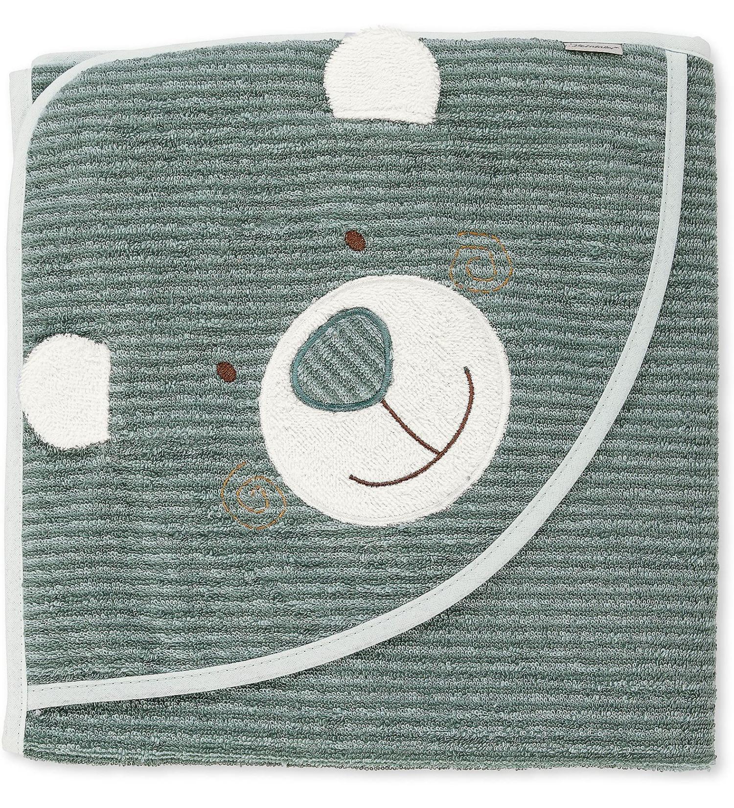 Sterntaler Hooded Bath Towel Bear Ben | 100x100 cm Cotton for Newborn | Medium Green Baby Towel - Buy Online on GoSupps.com