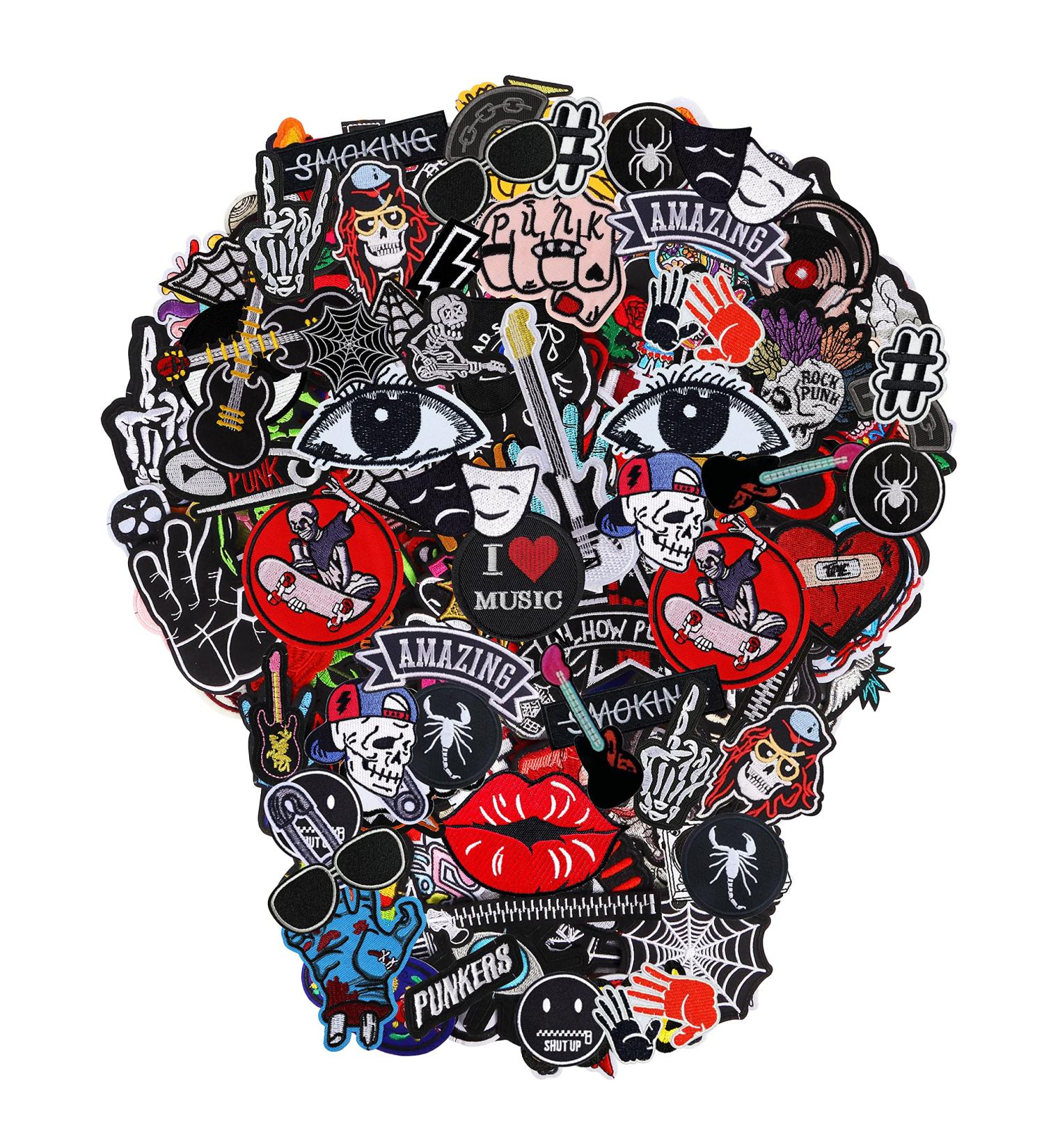 Meneng Embroidered Patches 30pcs - Cool Punk Iron-on & Sew-on Appliques for Jackets - Assorted Embroidery Patch for Clothing - Buy Online on GoSupps.com