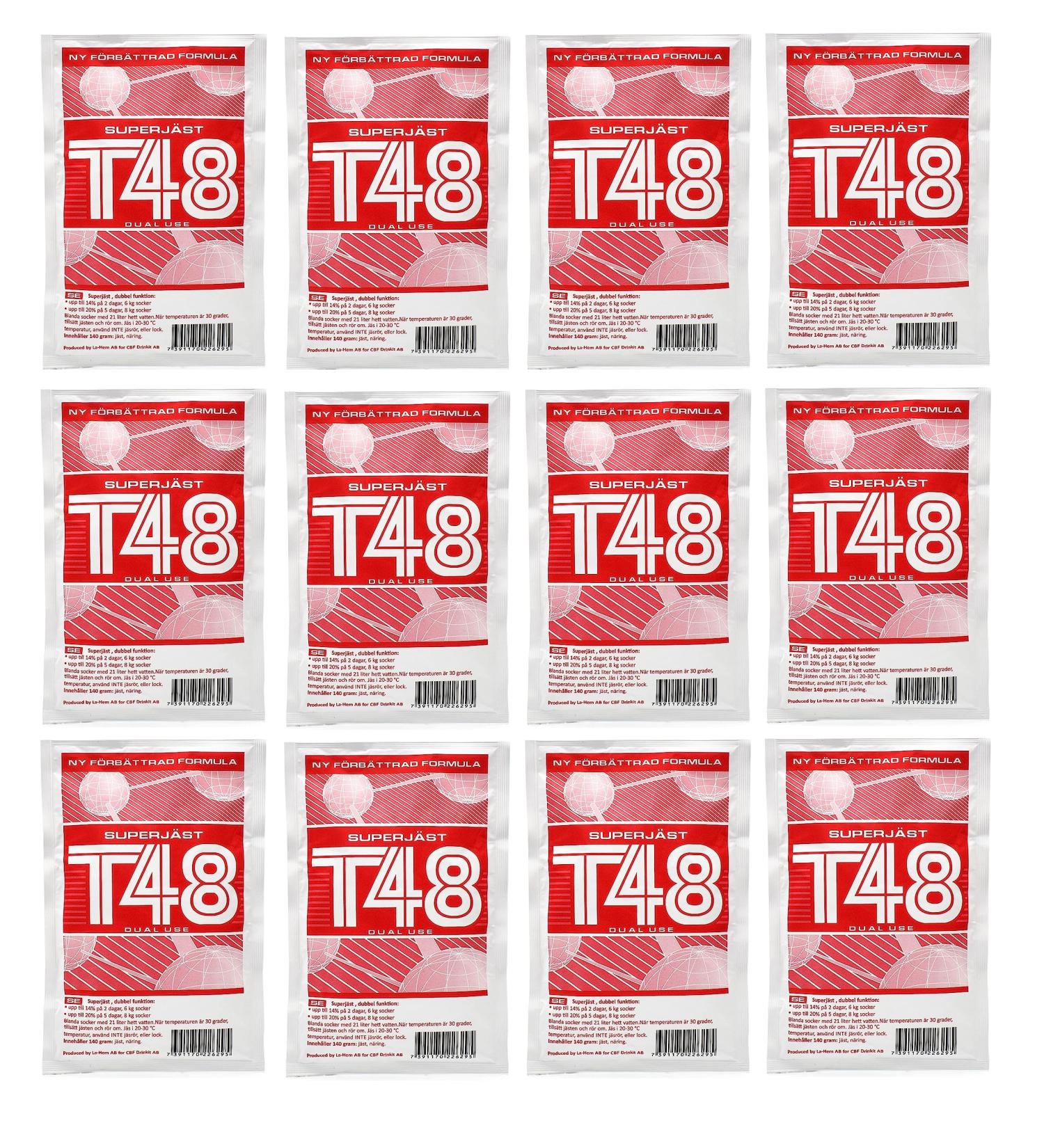 12 x Turbo Levure - T48 140g Levure pour la fermentation du sucre et des fruits Distillateurs Levure Levure Rapide Gn le Alcool