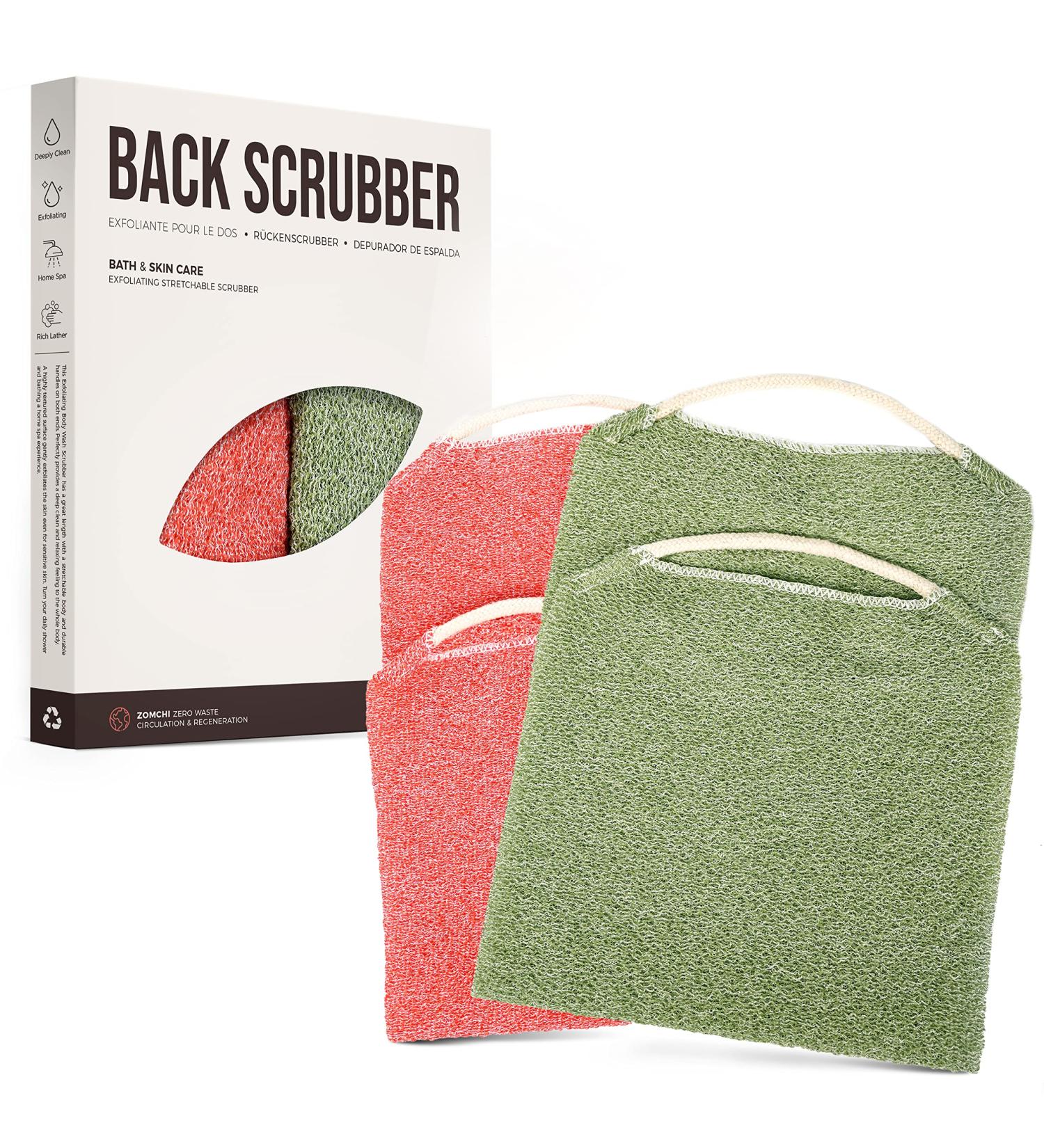 ZOMCHI 2 Pack Back Scrubber for Shower Towel - Exfoliating Body Scrubber with Handles for Deep Cleansing and Skin Massage - Men & Women - Buy Online on GoSupps.com