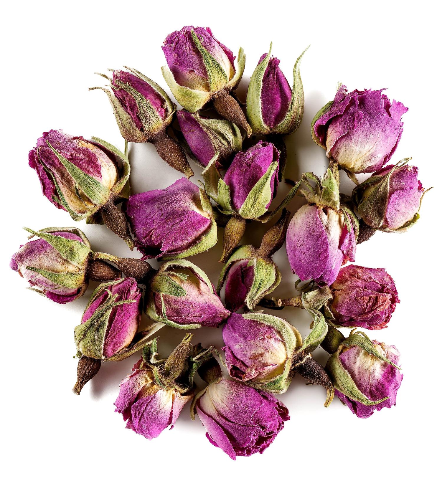 Organic Damascus Rose Buds Tea - Sweet Pink Damascena Petals - 100g - Premium Rose Blossom Infusion - Buy Online on GoSupps.com