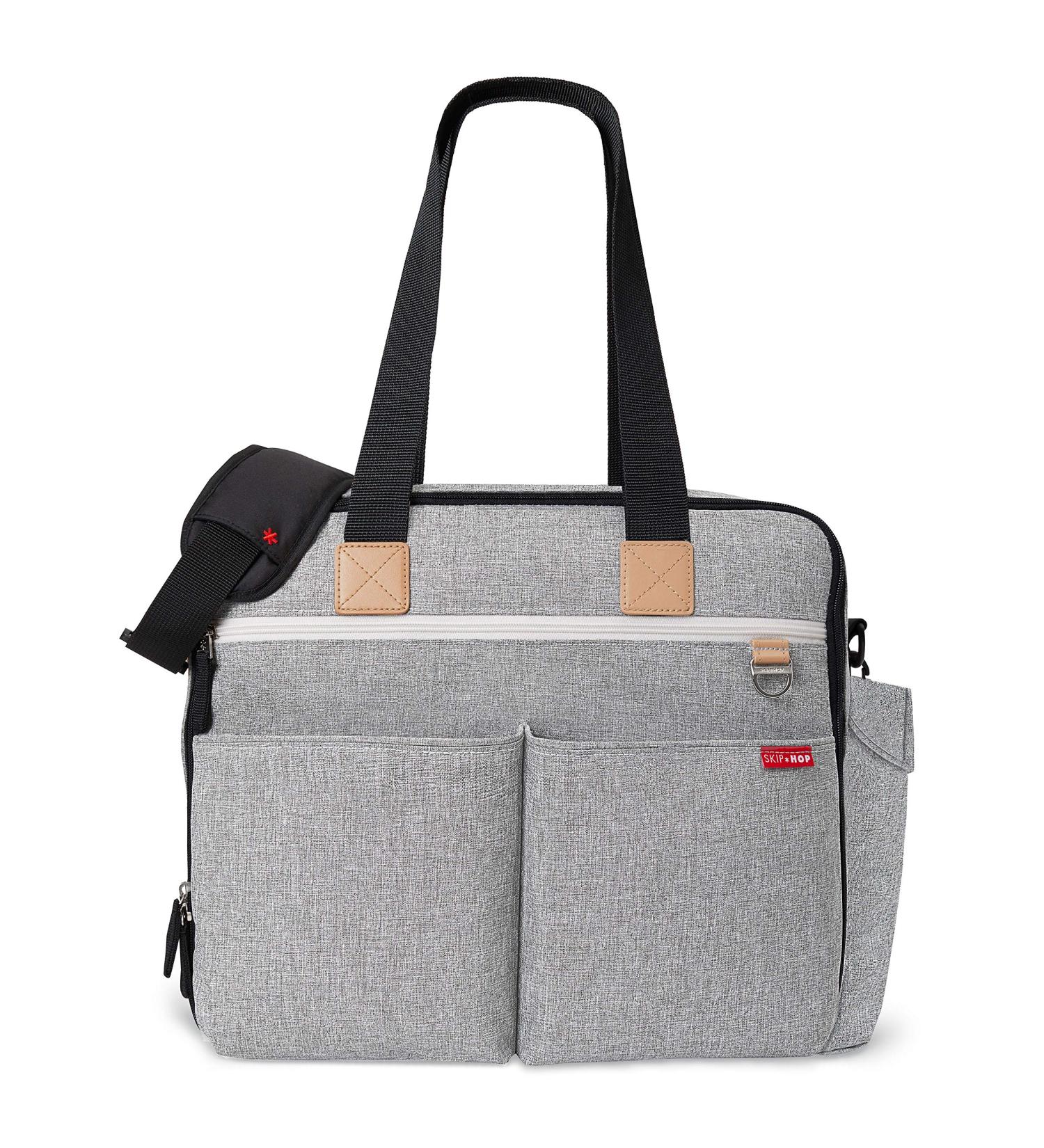 Skip Hop Diaper Bag Iconic Duo Weekender - Extra Large Capacity with Changing Pad & Stroller Attachment - Grey Melange - Buy Online on GoSupps.com