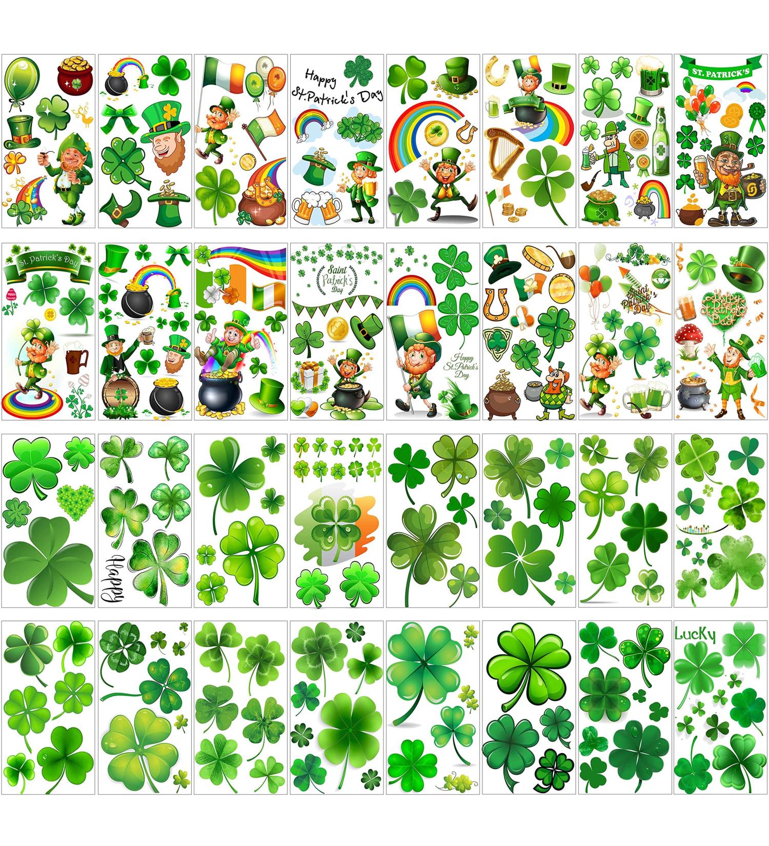 VANTATY St. Patrick's Day Tattoos - 32 Sheets, 248+ PCS Lucky Clover Temporary Tattoo Stickers for Kids & Adults - Buy Online on GoSupps.com