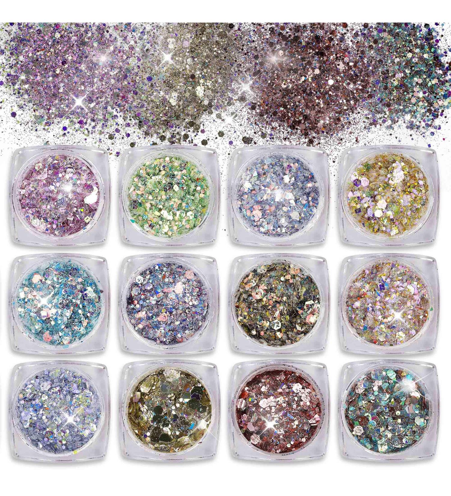 12-Piece Nail & Body Glitter Set - Sparkling Makeup Sequins for Festivals Parties & Clubs - Buy Online on GoSupps.com