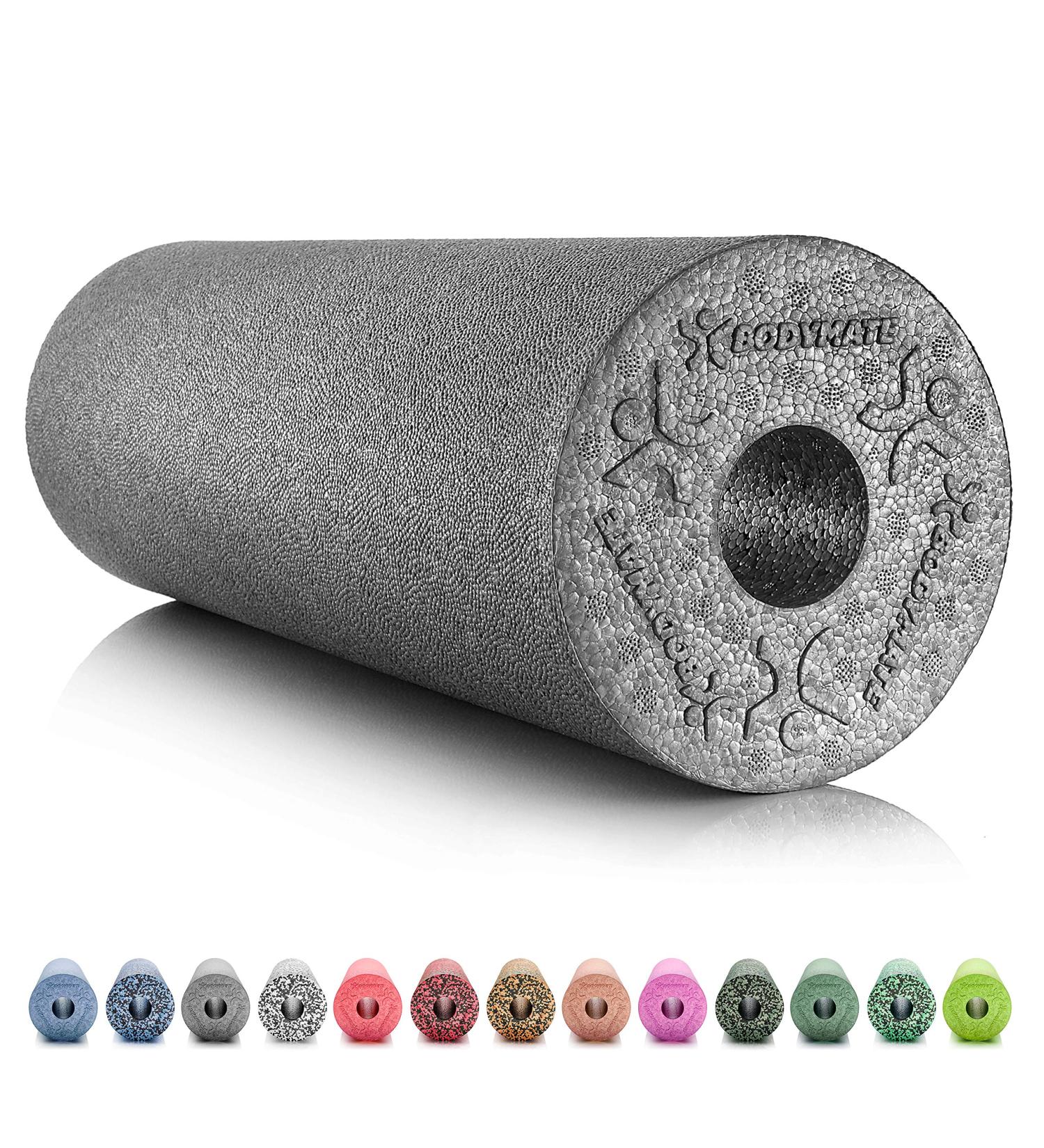 BODYMATE Fascia Roller Standard Medium-Hard - Carbon-Grey 45x15cm | Free E-Book Included | International Shipping - Buy Online on GoSupps.com