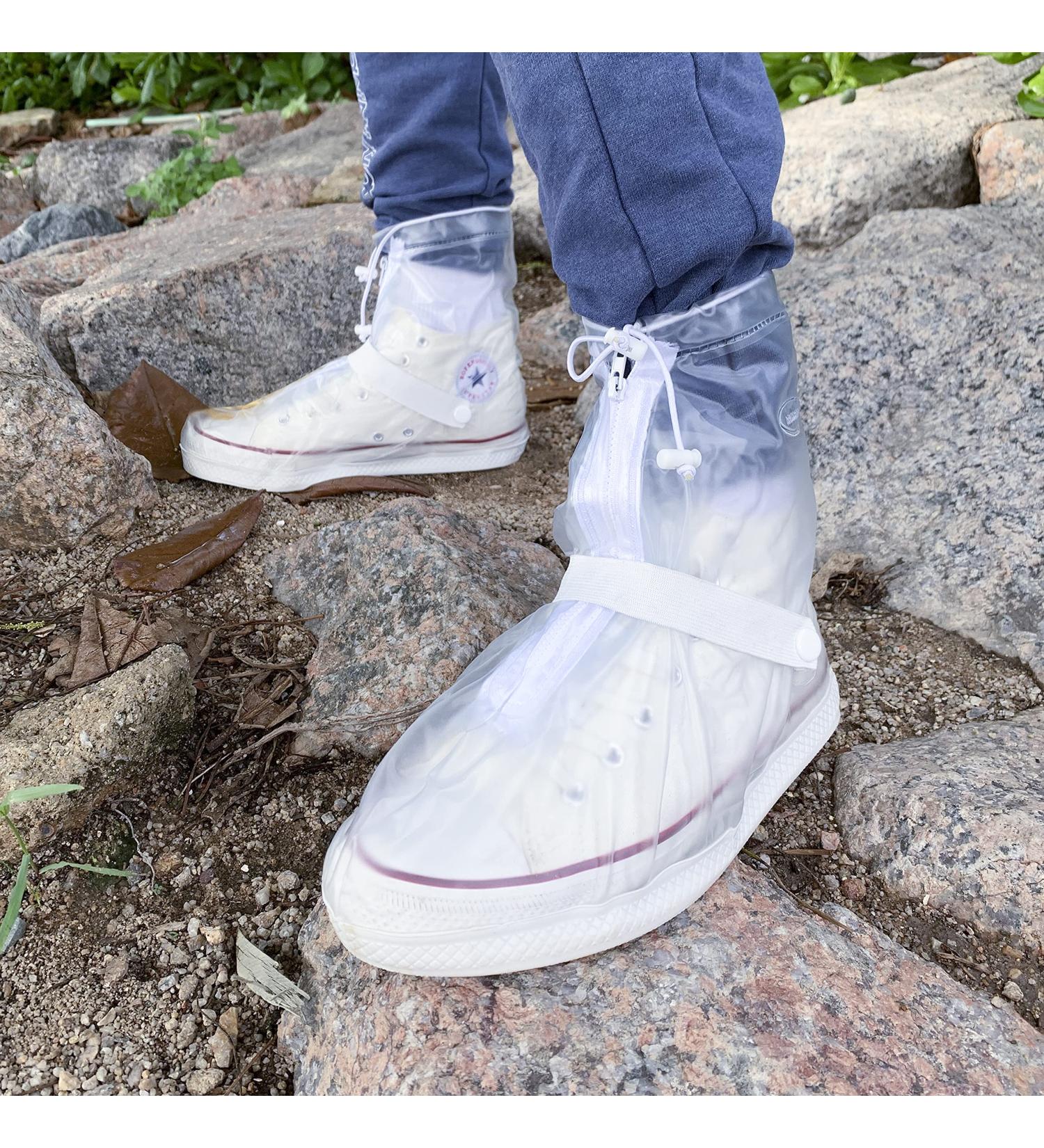 Reusable Waterproof Rain Boot Shoes Cover | Rubber Sole Overshoes for Women and Kids | 1 Pair (Size M) - Transparent - Buy Online on GoSupps.com