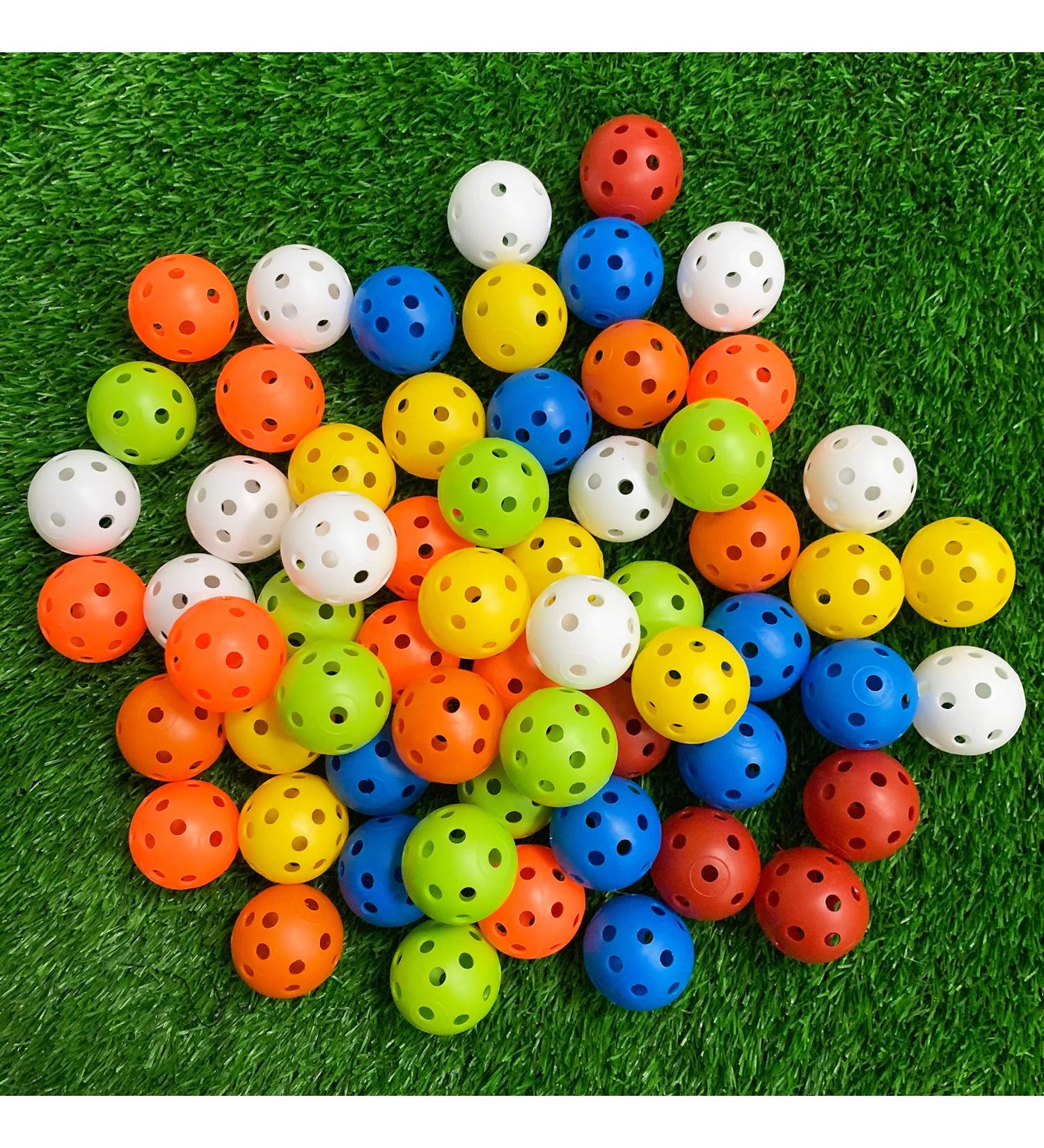 Crestgolf 50pcs Plastic Golf Training Balls - Airflow Hollow 40mm - Swing Practice & Pet Play - Mixed Color - Buy Online on GoSupps.com