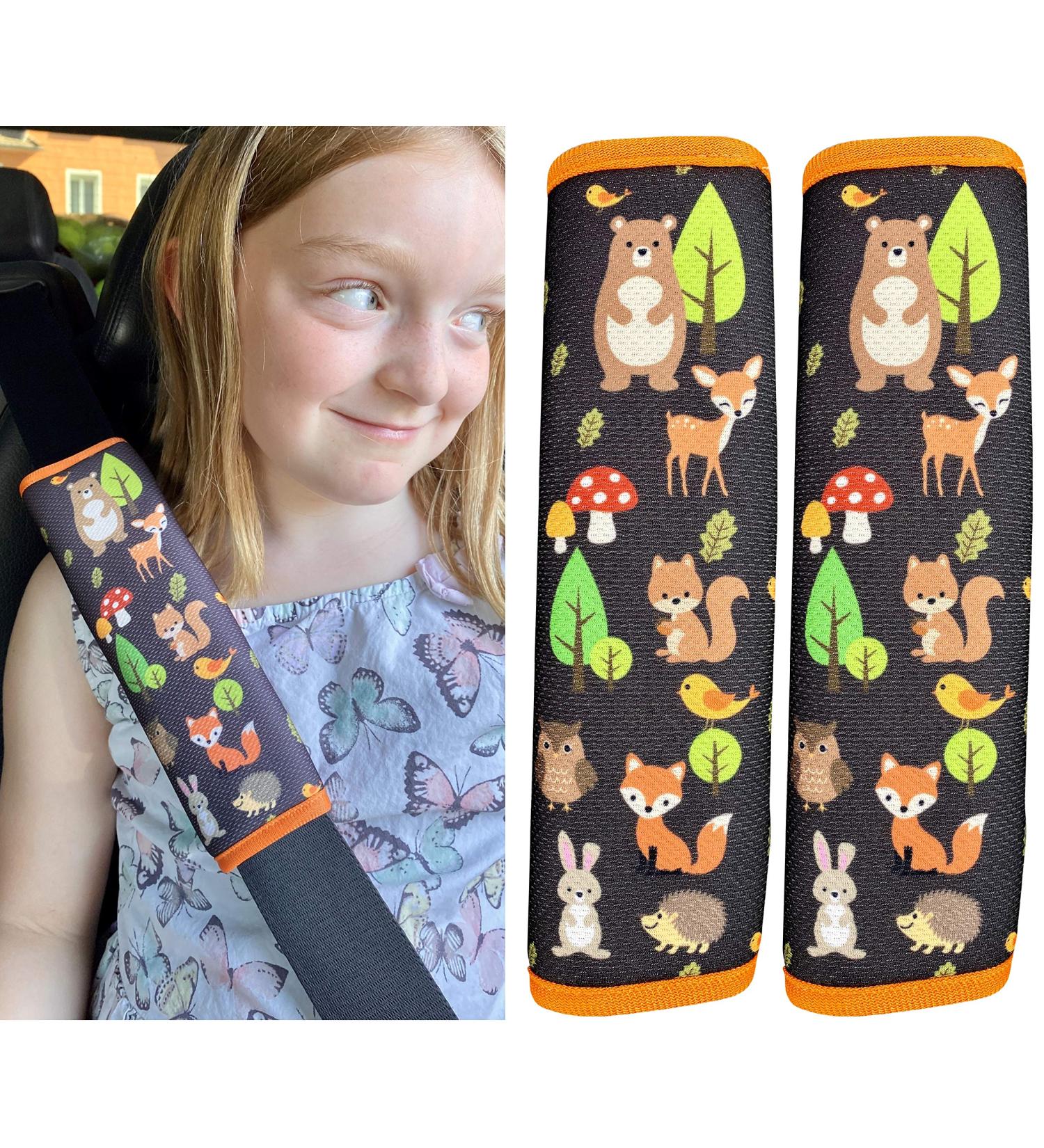 HECKBO 2X Kids Car Seat Belt Pads - Forest Animals Design | Seat Belt Protectors for Kids and Babies | Ideal for Car Seats, Booster Seats, and Bicycles - Buy Online on GoSupps.com