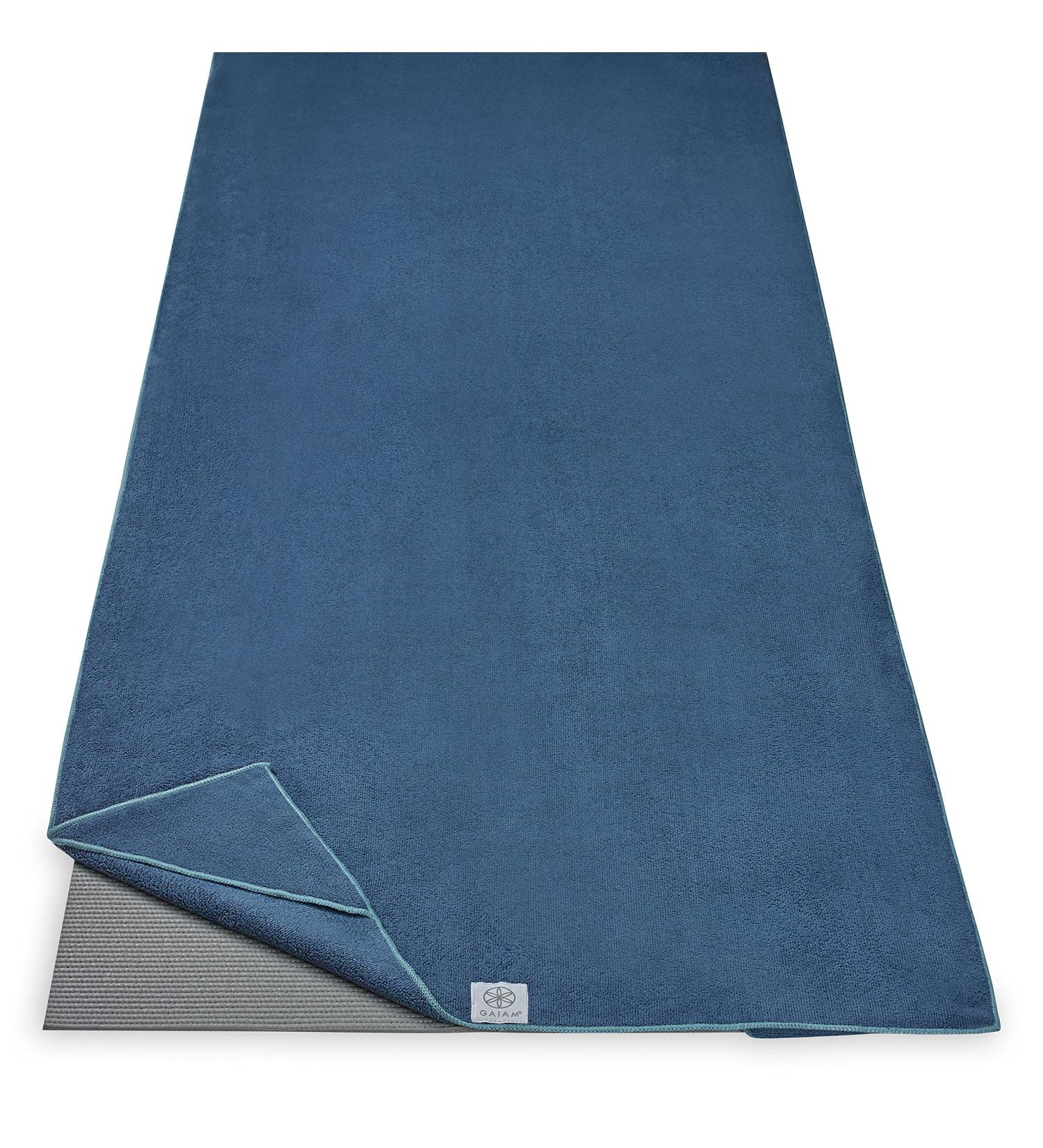 Gaiam Mat-Sized Yoga Towel | Active Dry Microfiber | Non-Slip & Moisture-Wicking | 70 x 26 | Lake - Buy Online on GoSupps.com
