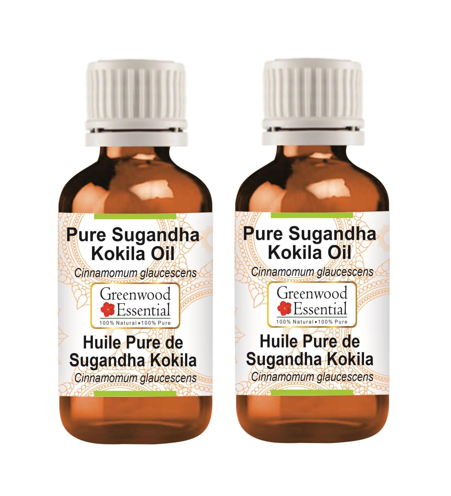 Buy Greenwood Essential Natural Sugandh Kokila Oil - Therapeutic Quality Cinnamomum Glaucescens (100ml x 2) - International Shipping Available - Buy Online on GoSupps.com