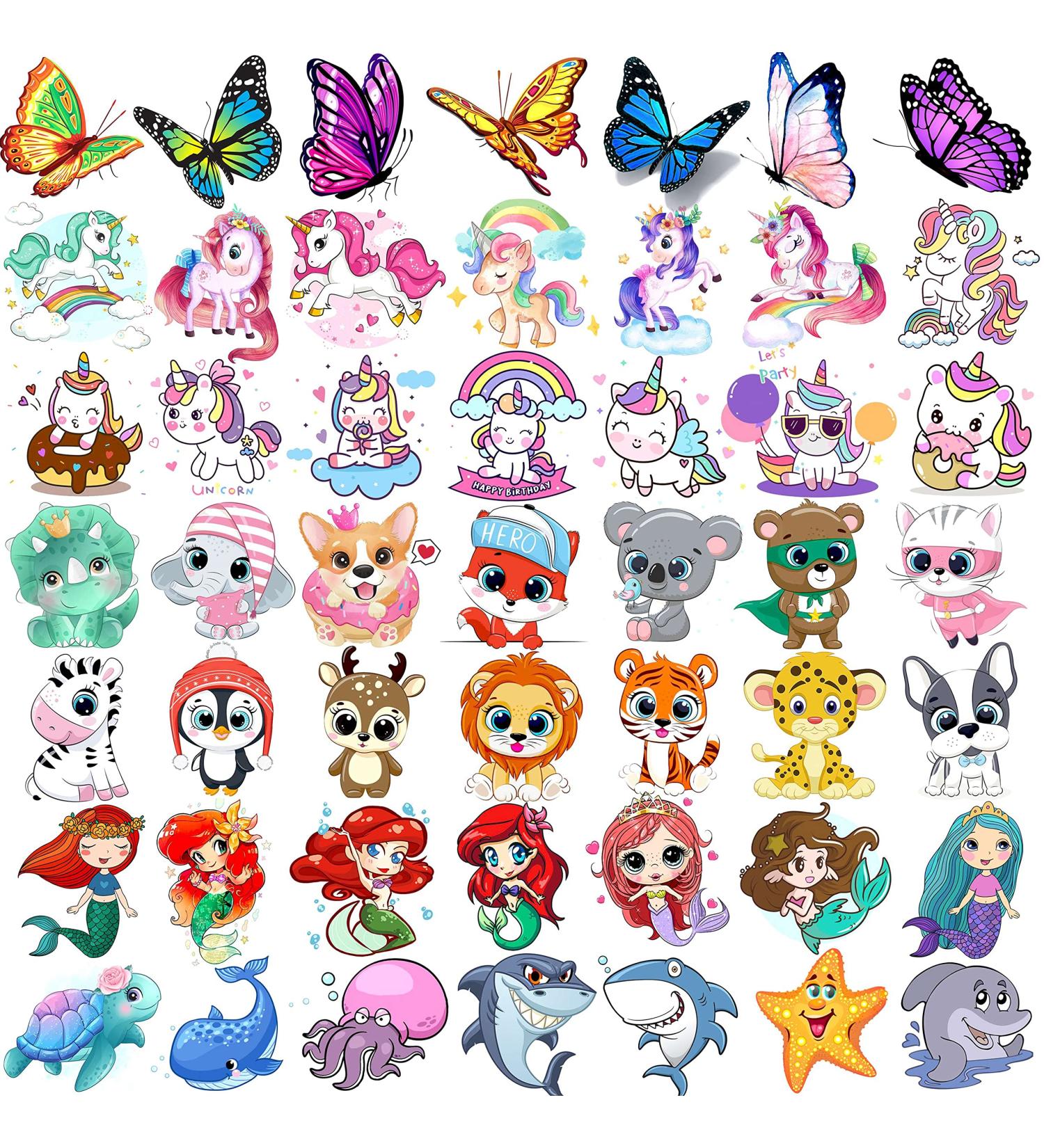 Rejaski 50 PCS Cute Animals ZOO Kids Temporary Tattoos - Fun 3D Cartoon Fake Tattoos for Girls and Boys - Butterfly, Mermaid, Unicorn Designs - Perfect for Child Toddler Teen Parties - Buy Online on GoSupps.com