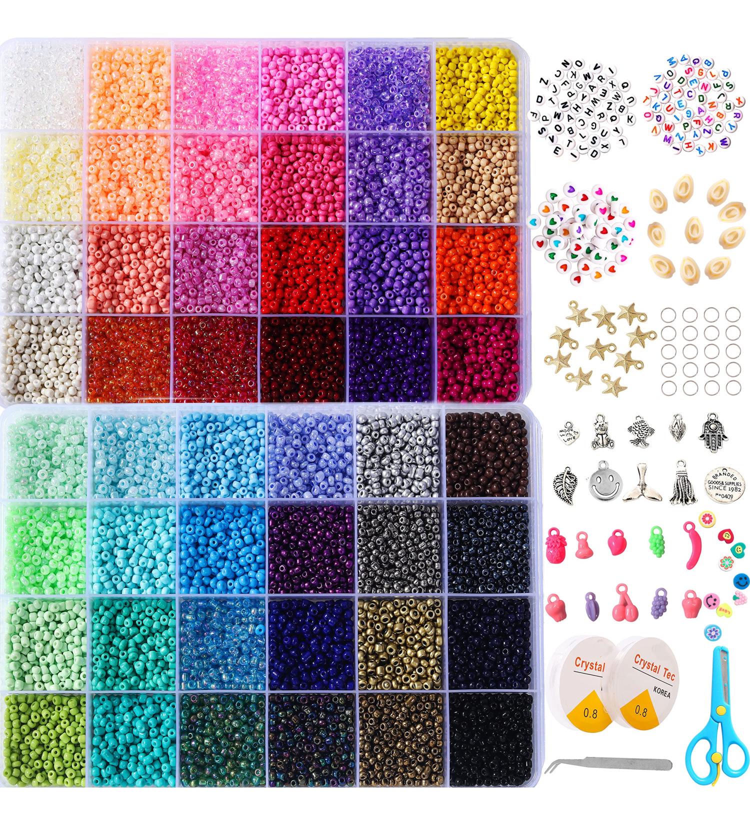 YITOHOP 8800+pcs 4mm 12/0 Glass Seed Beads Kit - 48 Colors for Jewelry Making - Teen Girls Crafts Gift - Ages 8-12 - Buy Online on GoSupps.com