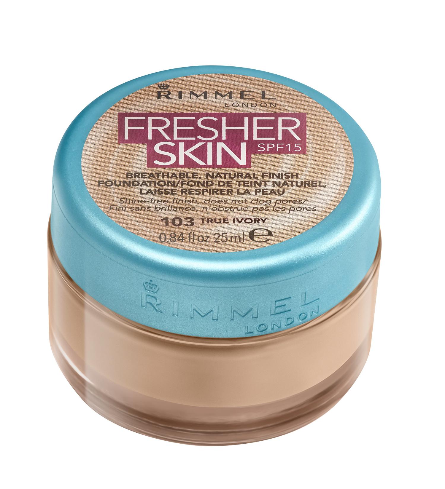 Rimmel London Fresher Skin Foundation 103 True Ivory 25ml - Lightweight Long-Lasting Coverage for All Skin Types | International Shipping - Buy Online on GoSupps.com
