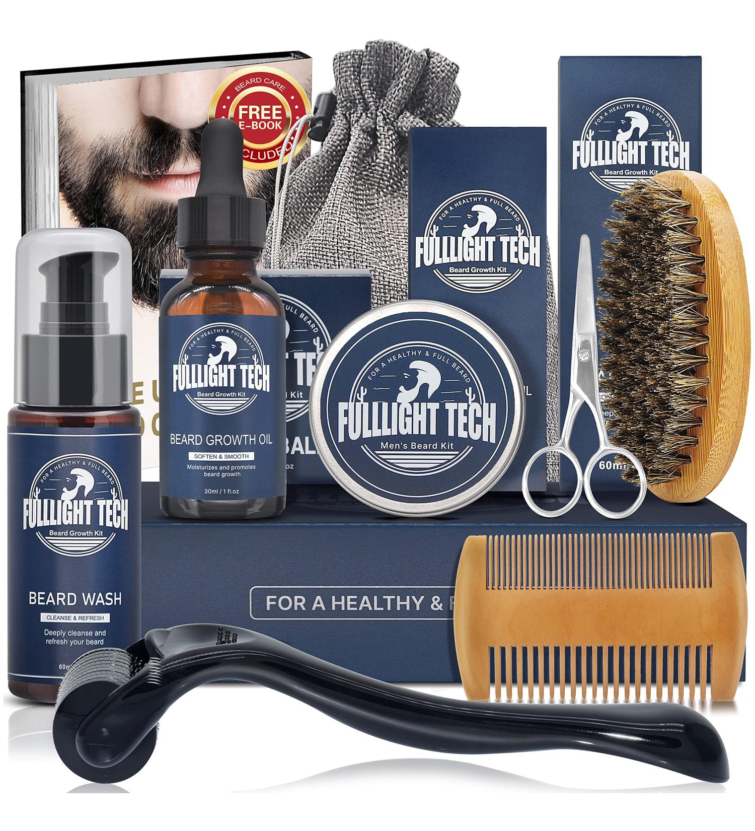 Premium Beard Growth Kit - Grooming Essentials: Oil, Wash, Balm, Roller & More | Perfect Gifts for Men & Dads - Buy Online on GoSupps.com