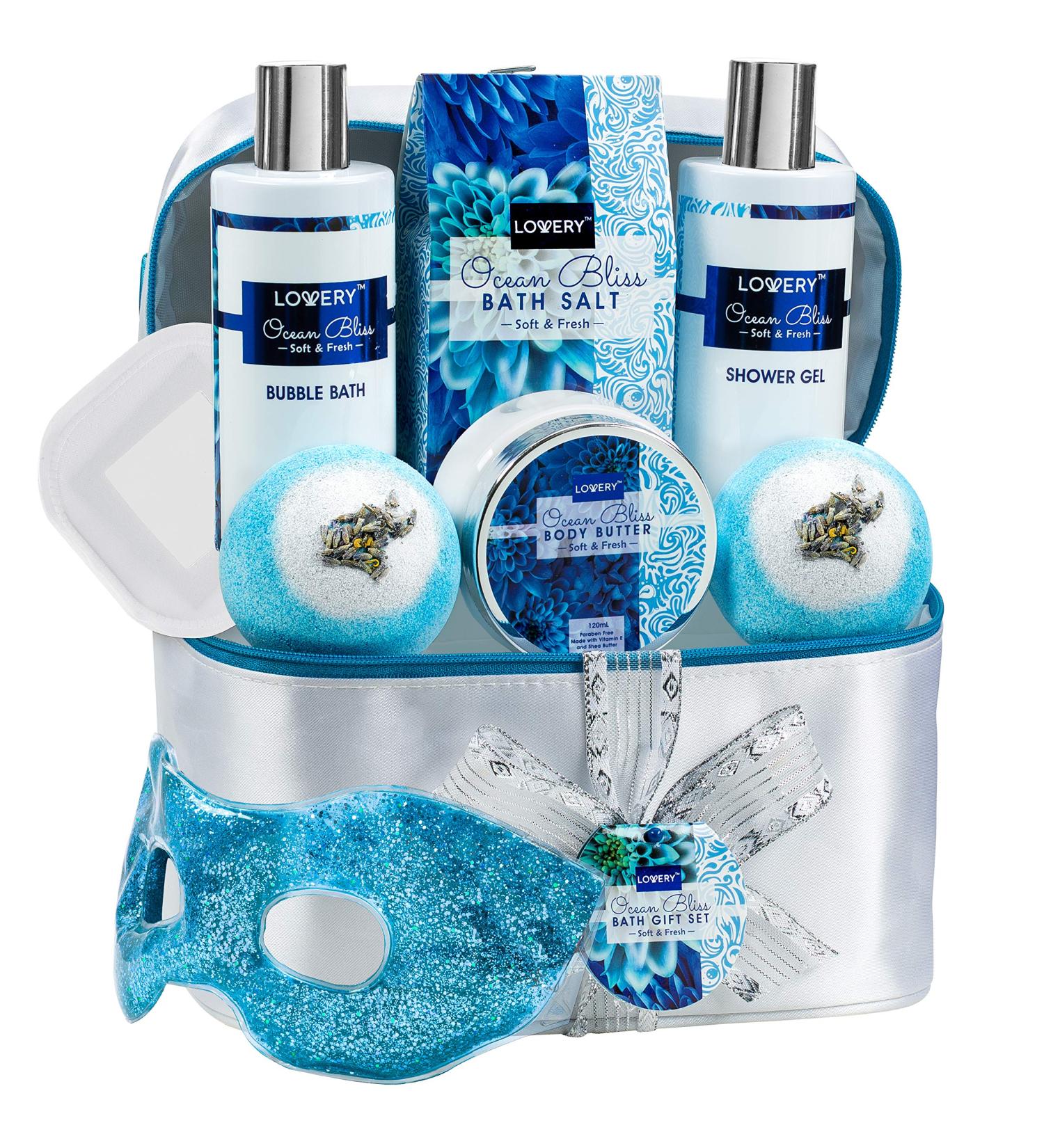 Home Spa Gift Baskets for Women | Ocean Bliss Spa Set with Bath Bombs & Eye Mask Perfect Gift for Relaxation - Buy Online on GoSupps.com