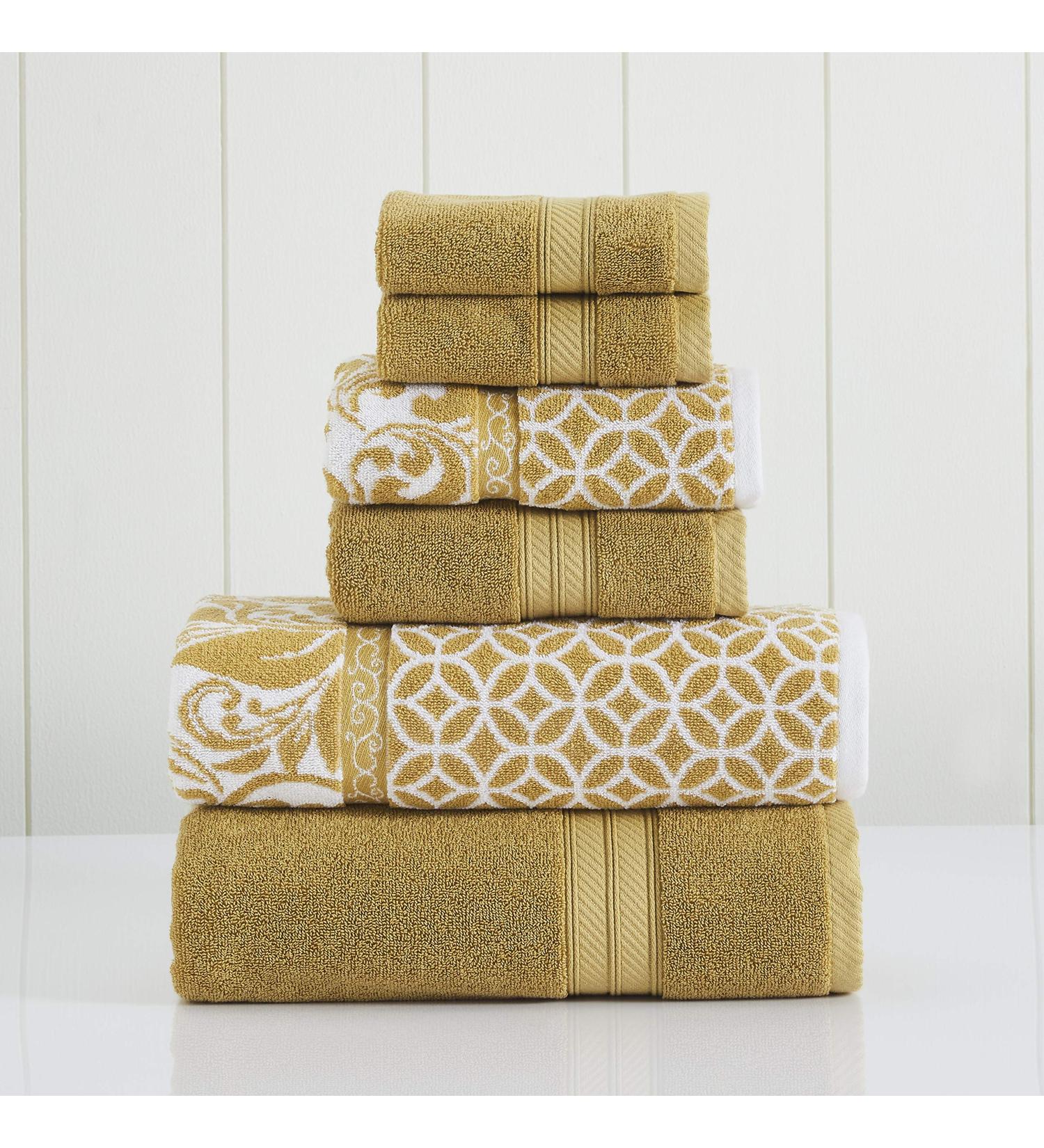 Modern Threads Trefoil Filigree 6-Piece Jacquard Towel Set - 100% Combed Cotton - Absorbent & Quick Dry - Gold Standard Luxury Towels - Buy Online on GoSupps.com