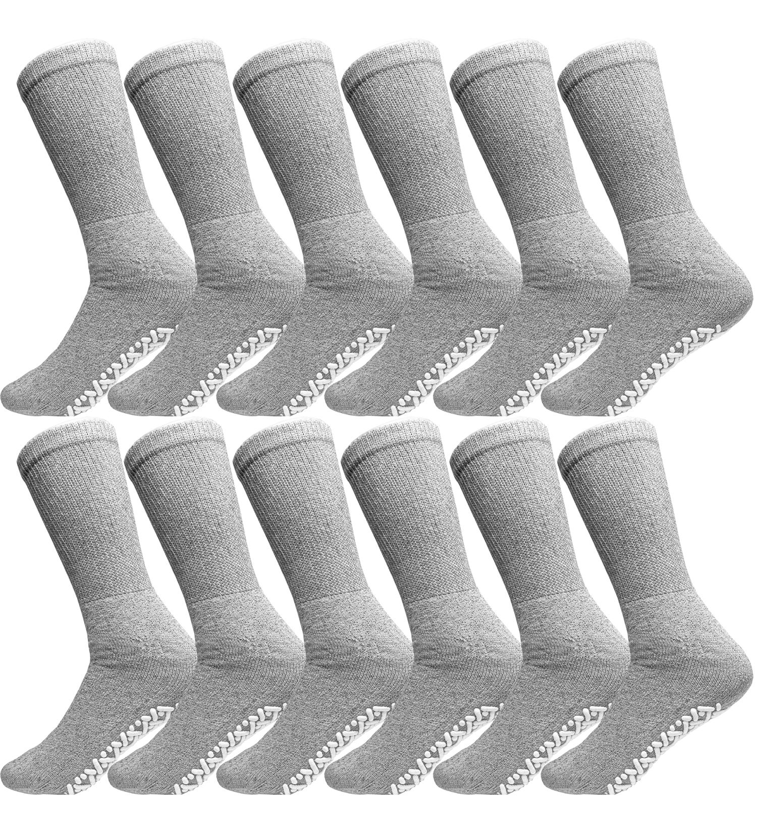 AMU Solutions 6 Pairs Non-Binding Loose Fit Crew Socks | Non-Slip Diabetic Socks 13-15 Gray - Buy Online on GoSupps.com