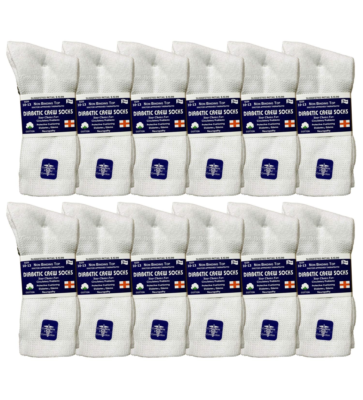 Yacht & Smith Soft Cotton Diabetic Socks 12 Pack White Crew 9-11 - Buy Online on GoSupps.com