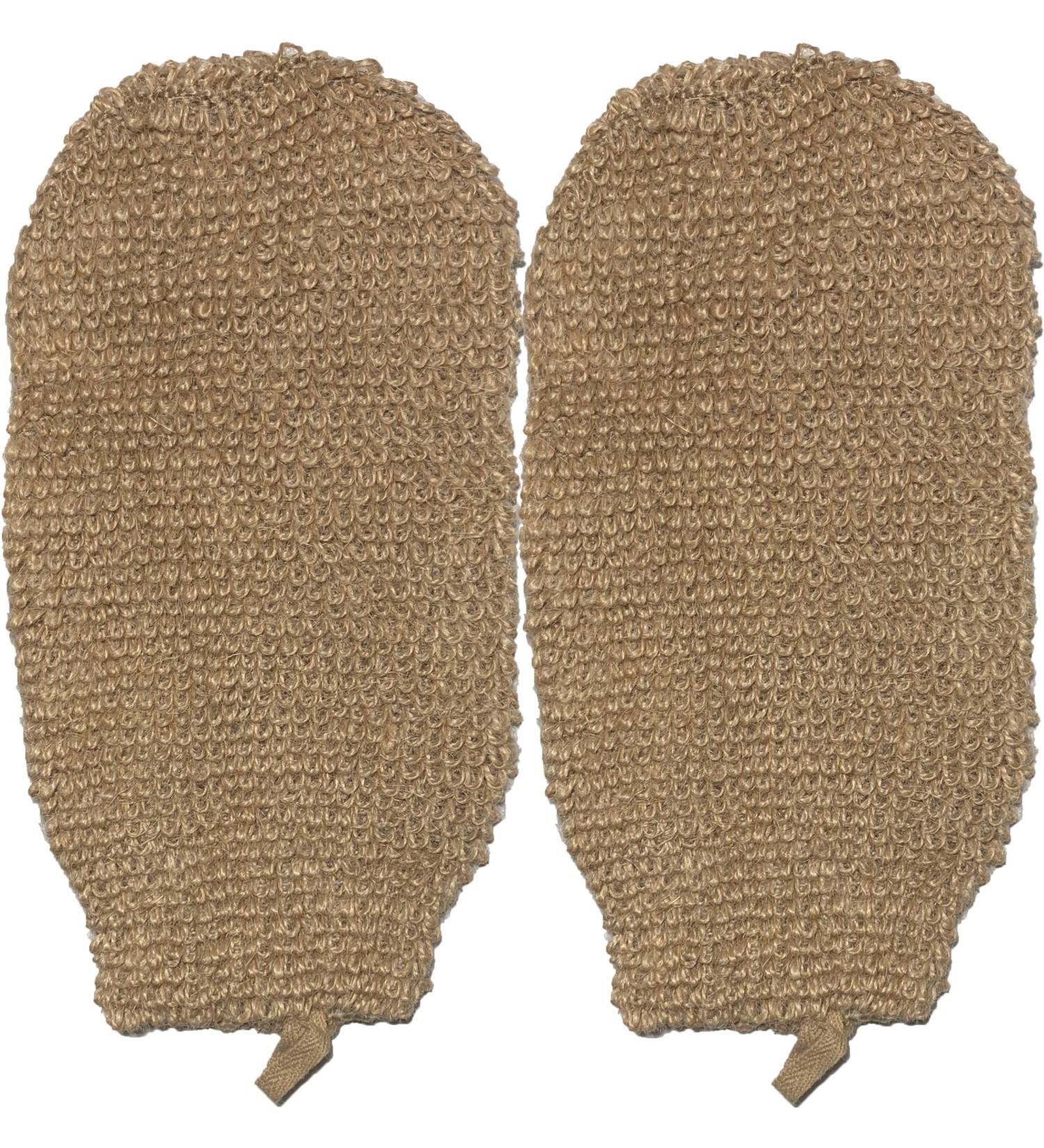 2 Pack 100% Natural Exfoliating Hemp Glove Mitten - Bath Sponge Scrubber for Deep Cleansing - Gentle Dead Skin Removal - Double Sided - Machine Washable - Buy Online on GoSupps.com