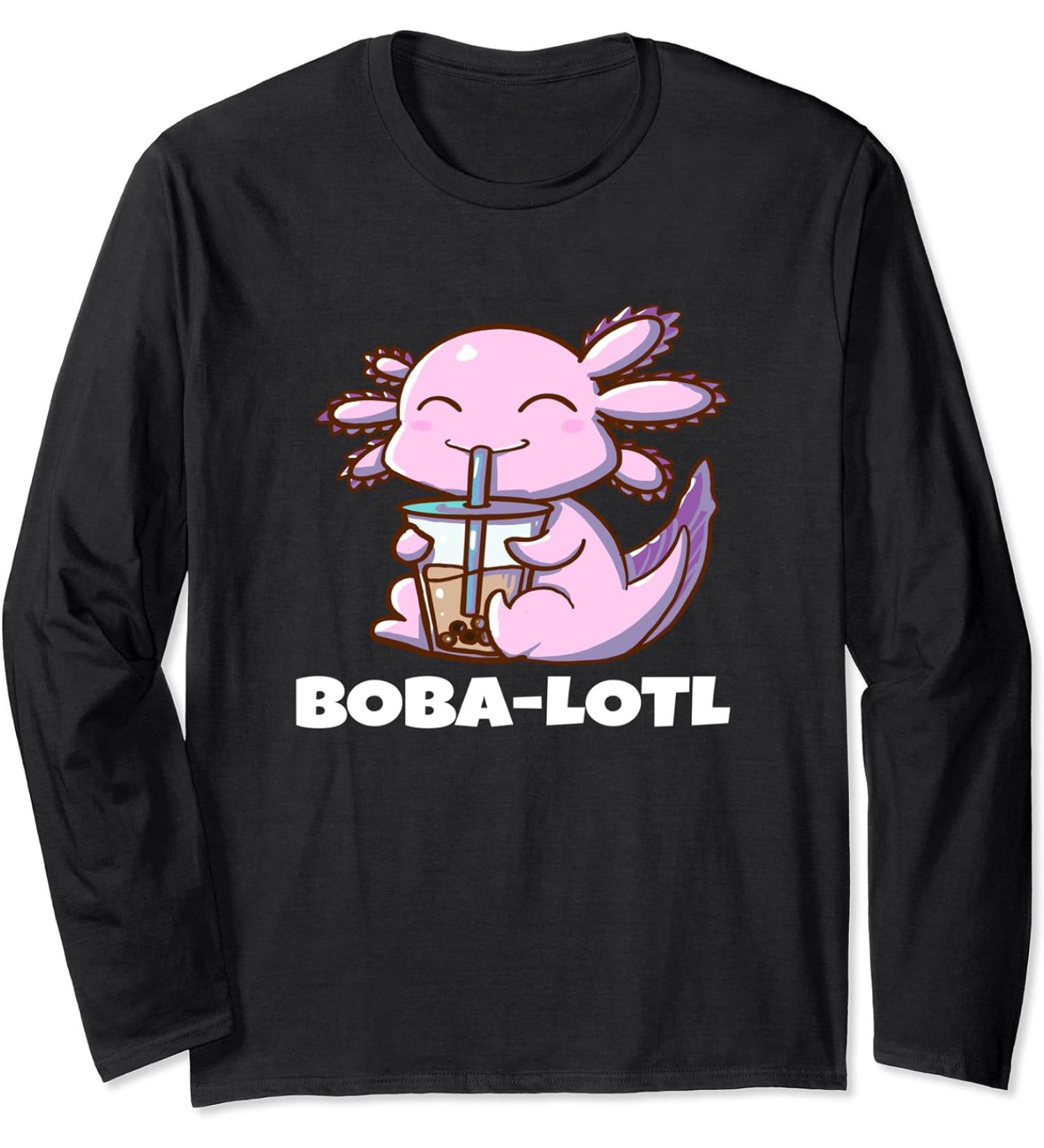 Axolotl Bubble Tea Boba-Lotl Funny Boba Tea Lover Long Sleeve T-Shirt