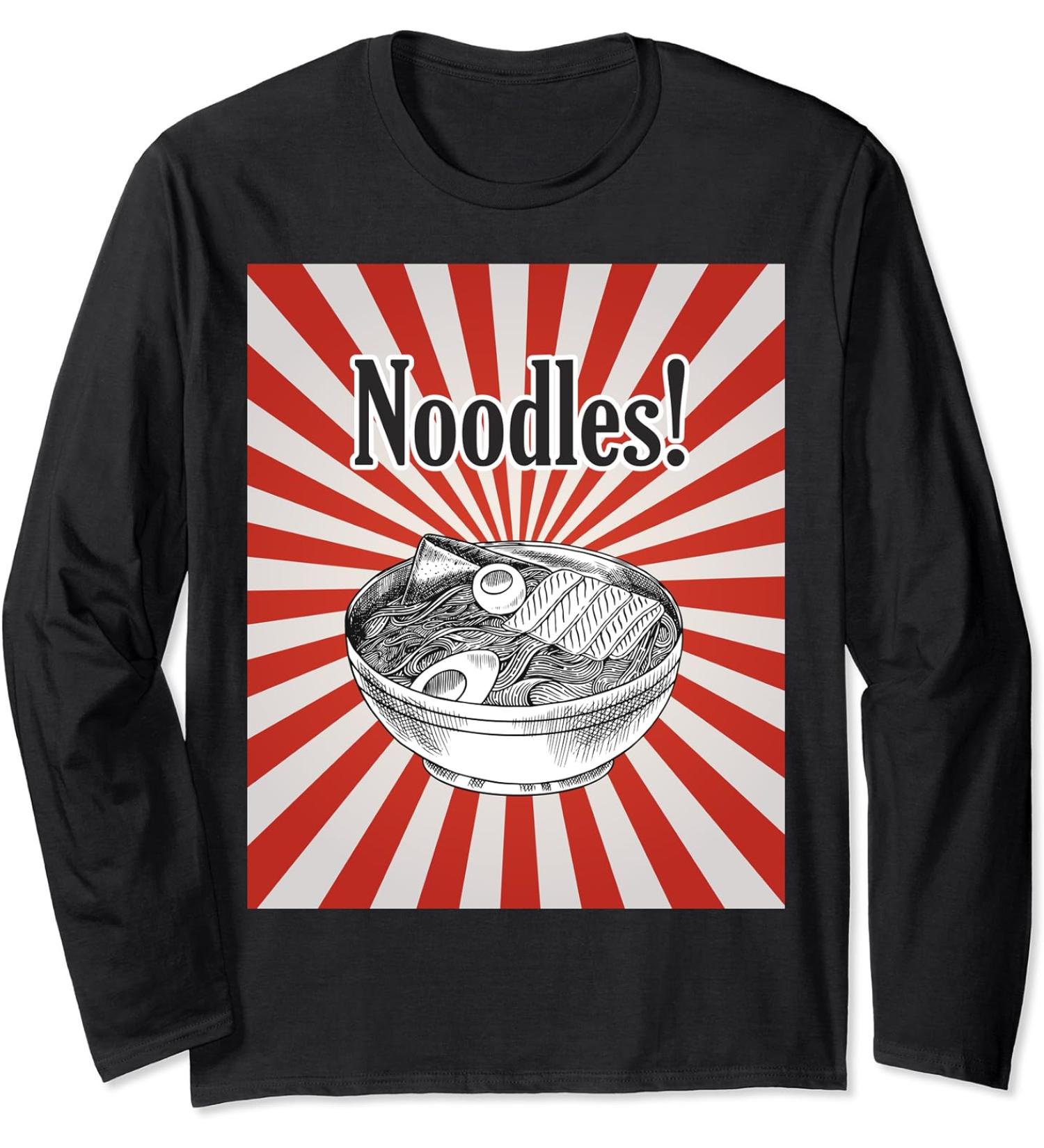 Japan Noodles Miso Ramen Sun Drawing Manga Anime Long Sleeve T-Shirt