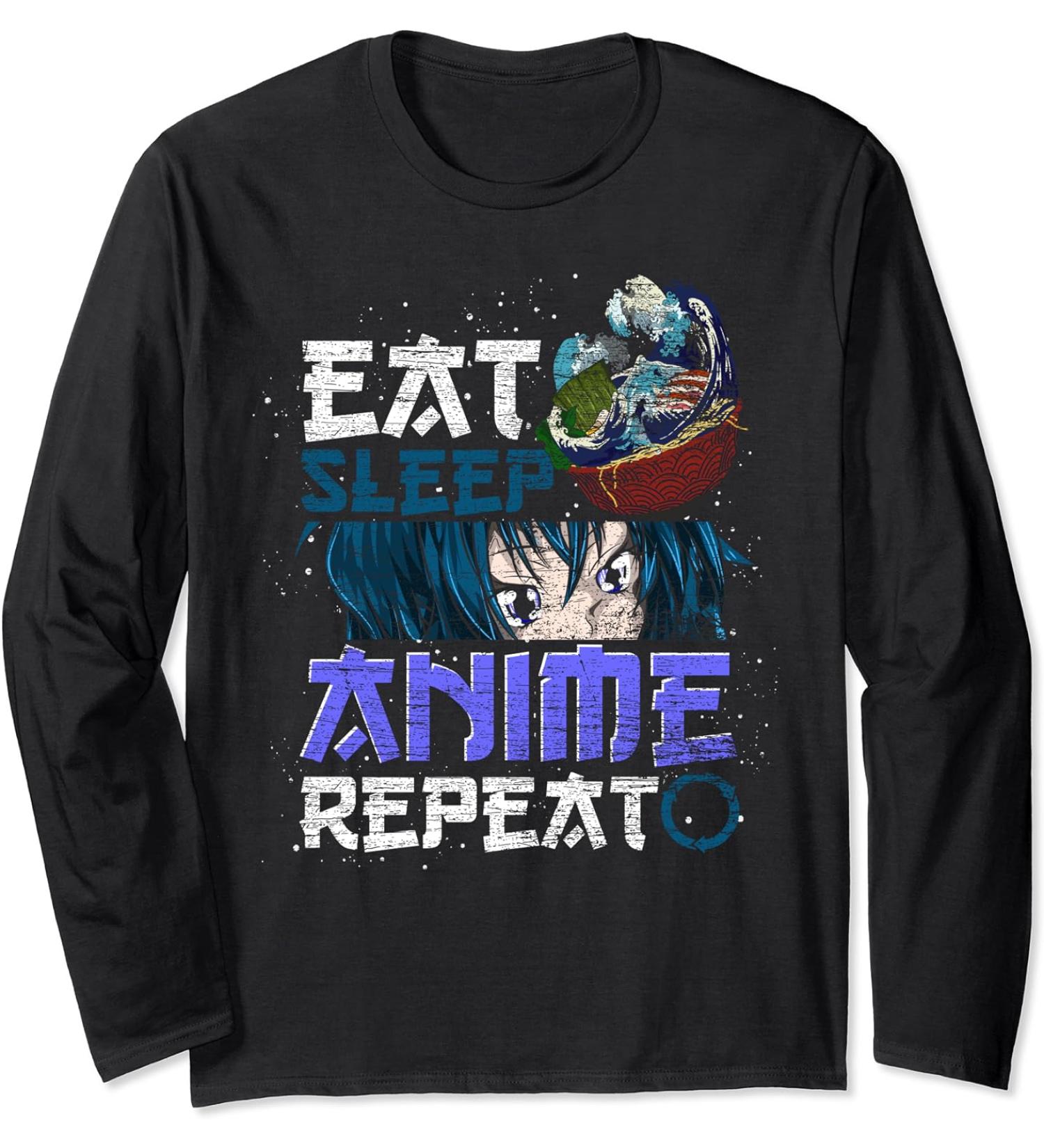 Otaku Kawaii Japanese Ramen Noodles Waves Manga Foodie Anime Long Sleeve T-Shirt