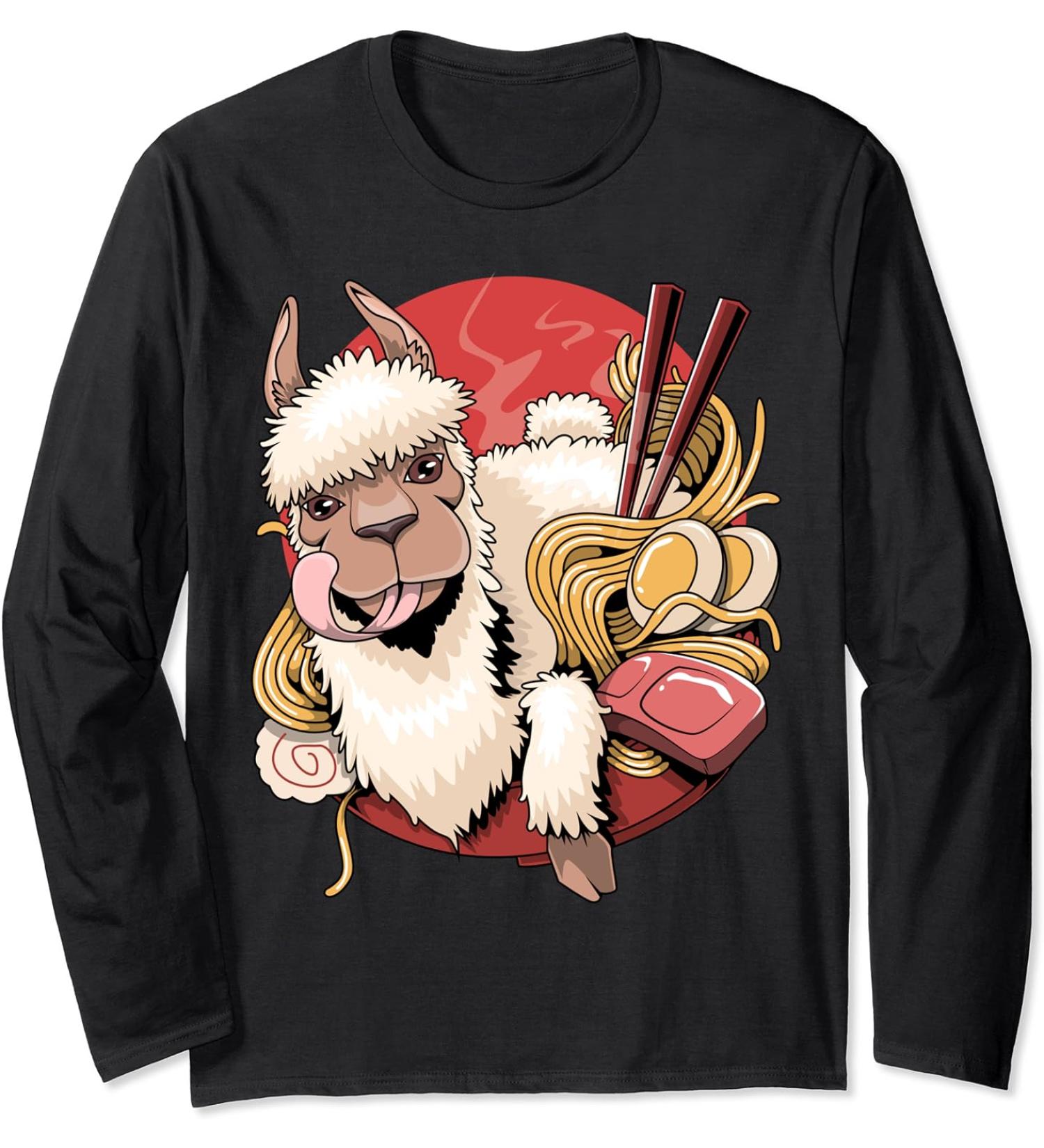 Llamen funny Japanese Ramen Noodles Llamen Long Sleeve T-Shirt