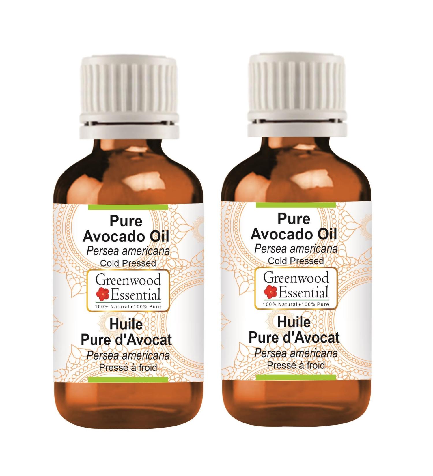 Buy Greenwood Essential Natural Avocado Oil (Pack of 2) - Pure Cold-Pressed Therapeutic Quality - 100ml x 2 - International Shipping Available - Buy Online on GoSupps.com