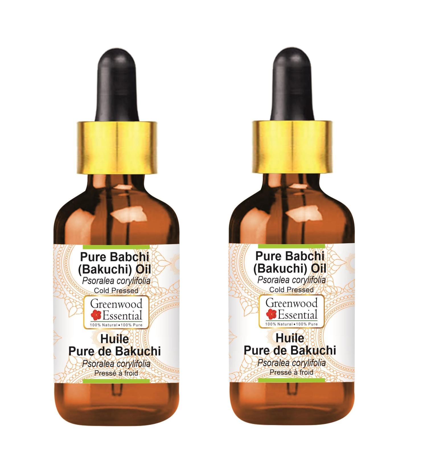 Greenwood Essential Natural Babchi Oil (Psoralea Corylifolia) - Therapeutic Quality Cold-Pressed - Pack of 2 (100ml x 2) | Pure & Natural with Glass Droppers - Buy Online on GoSupps.com