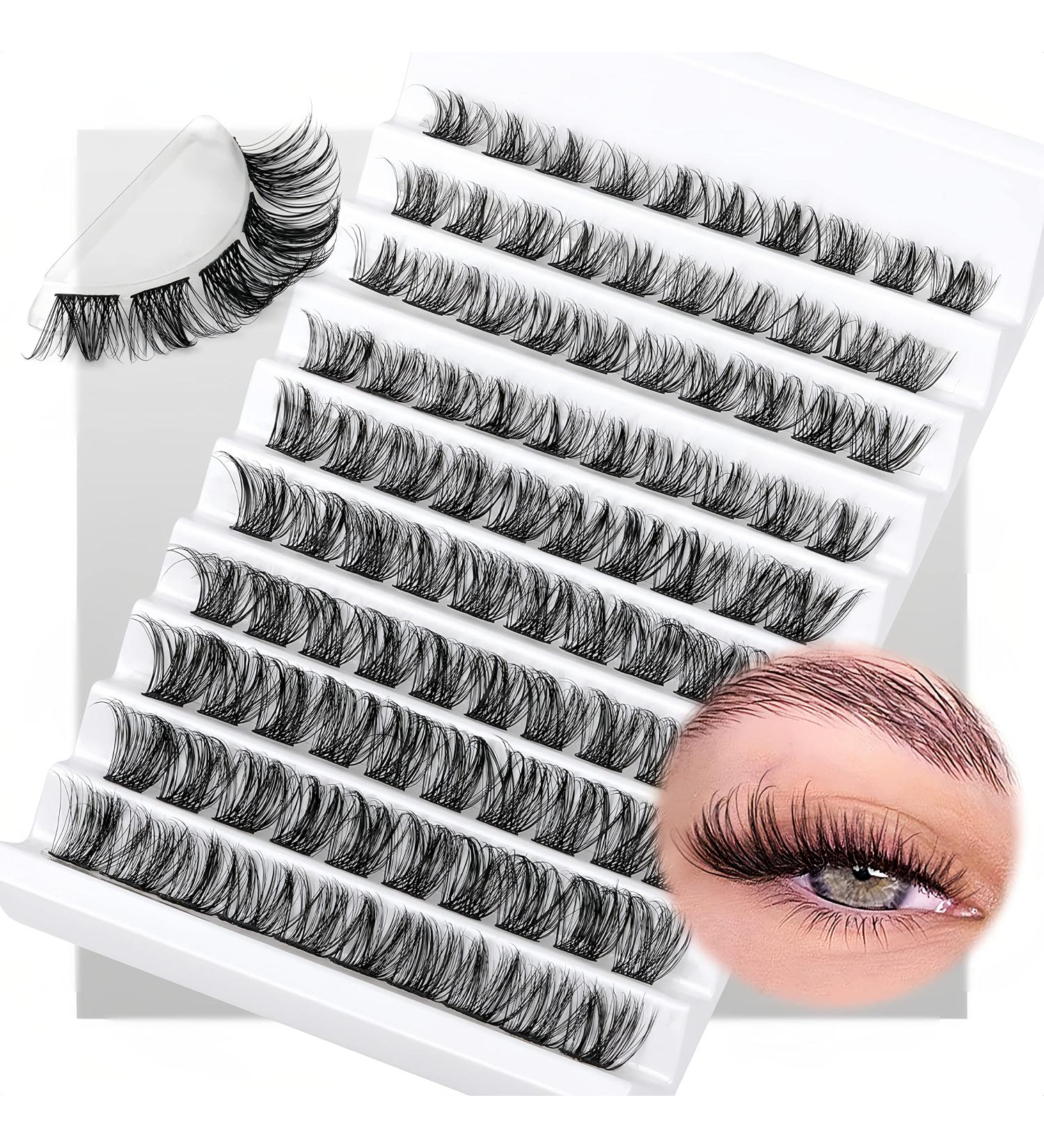 D Curl Wispy Cluster Lashes - 100 Pcs 10-16mm Mixed Length Individual Eyelash Extensions | DIY Lashes at Home - Buy Online on GoSupps.com