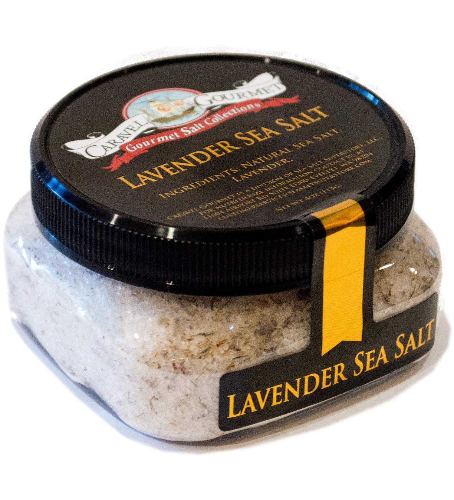 Caravel Gourmet Lavender Sea Salt - All Natural Unrefined Sea Salt Infused with French Lavender - No Gluten No MSG Non-GMO - Cooking and Finishing Salt - 113.4 g. Stackable Jar - Buy Online on GoSupps.com