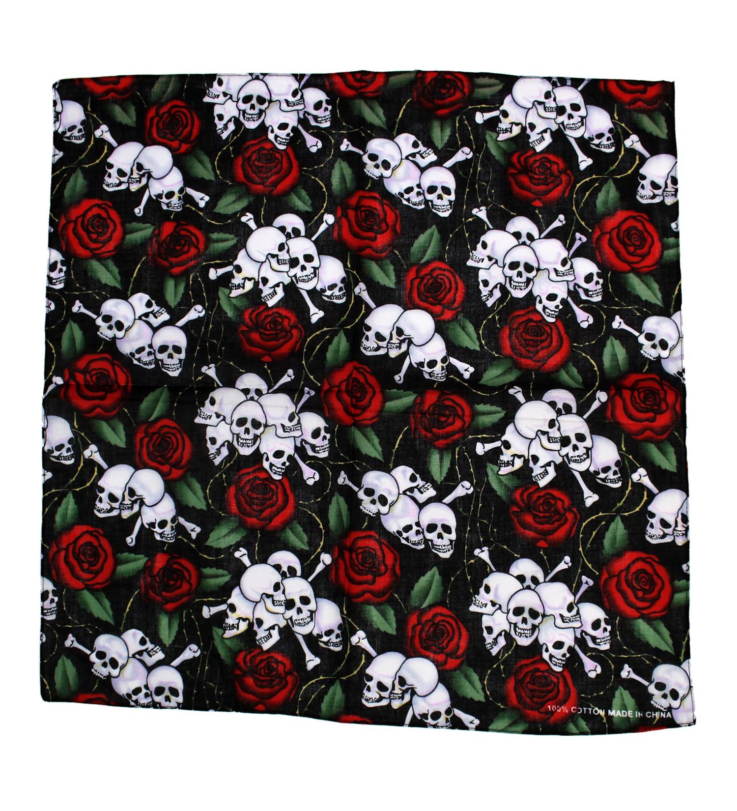 Zac's Alter Ego Alternative Skull & Red Roses Print Bandana/Face Mask - Buy Online on GoSupps.com