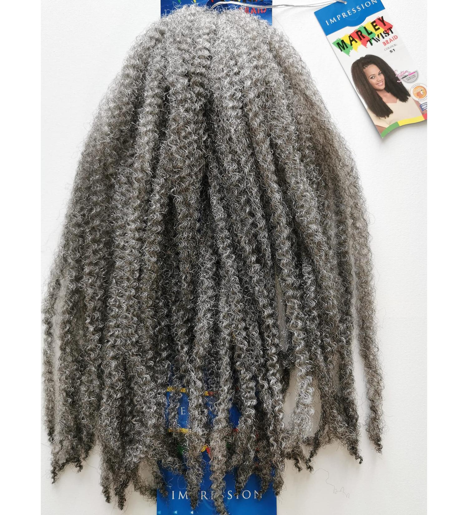 UK: Silver Grey Impression Afro Kinky Bulk Hair. Marley Twist Braid. Effortless Braiding. Colour 51 - Buy Online on GoSupps.com
