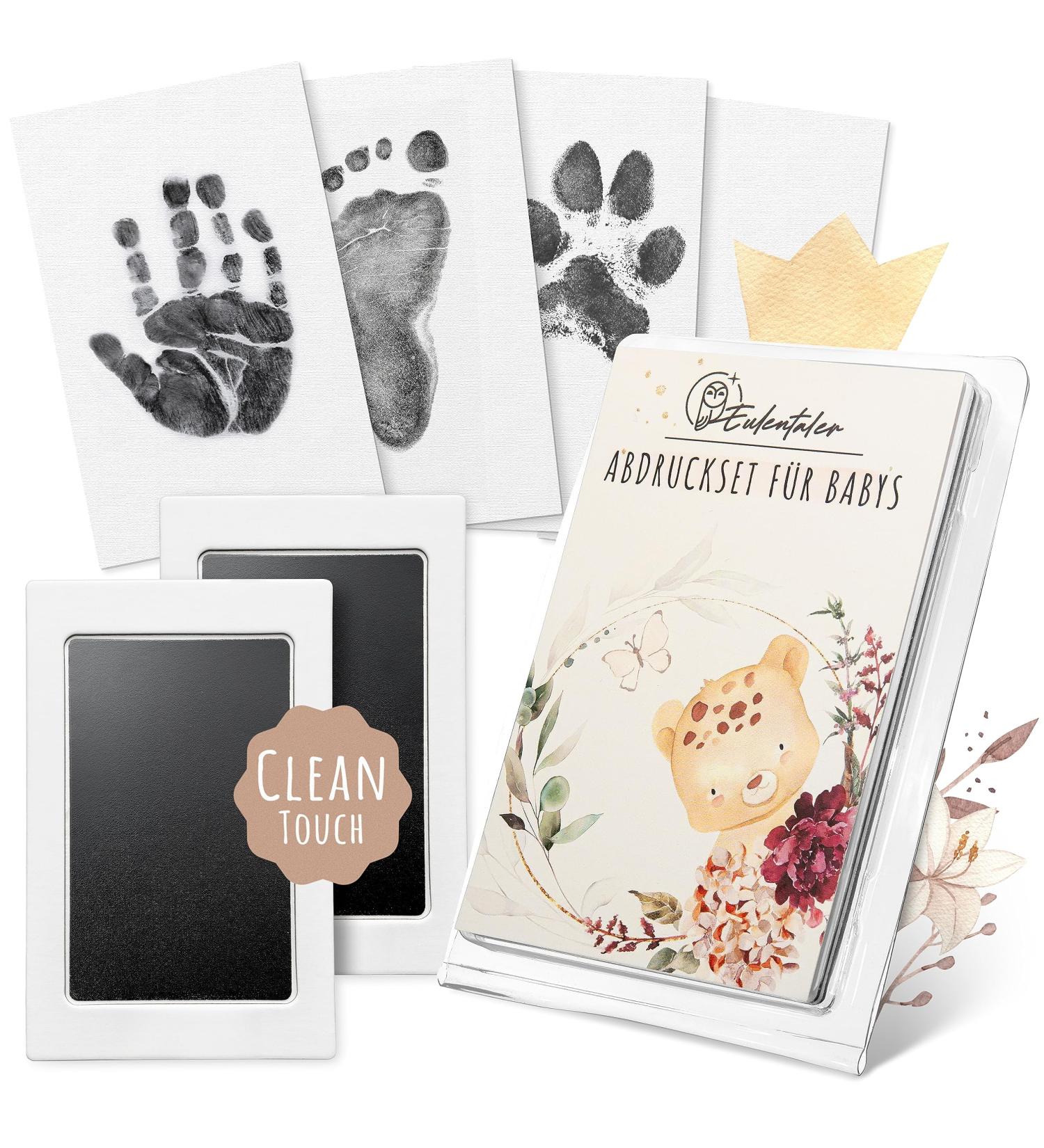 Eulentaler Baby Impression Set | Handprint Footprint & Paw Print Kit for 0-6 Months | Educator Recommended | Includes 2 Stamp Cushions & 4 Printing Cards | Perfect Birth Gift - Buy Online on GoSupps.com