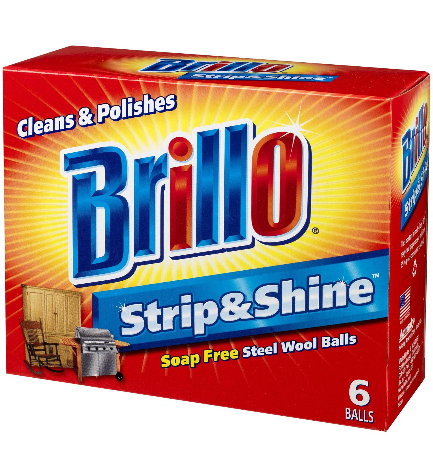 Brillo Supreme Strip & Shine Steel Wool Balls 070881233064 Brillo Strip & Shine Steel Wool Balls, 6-Count