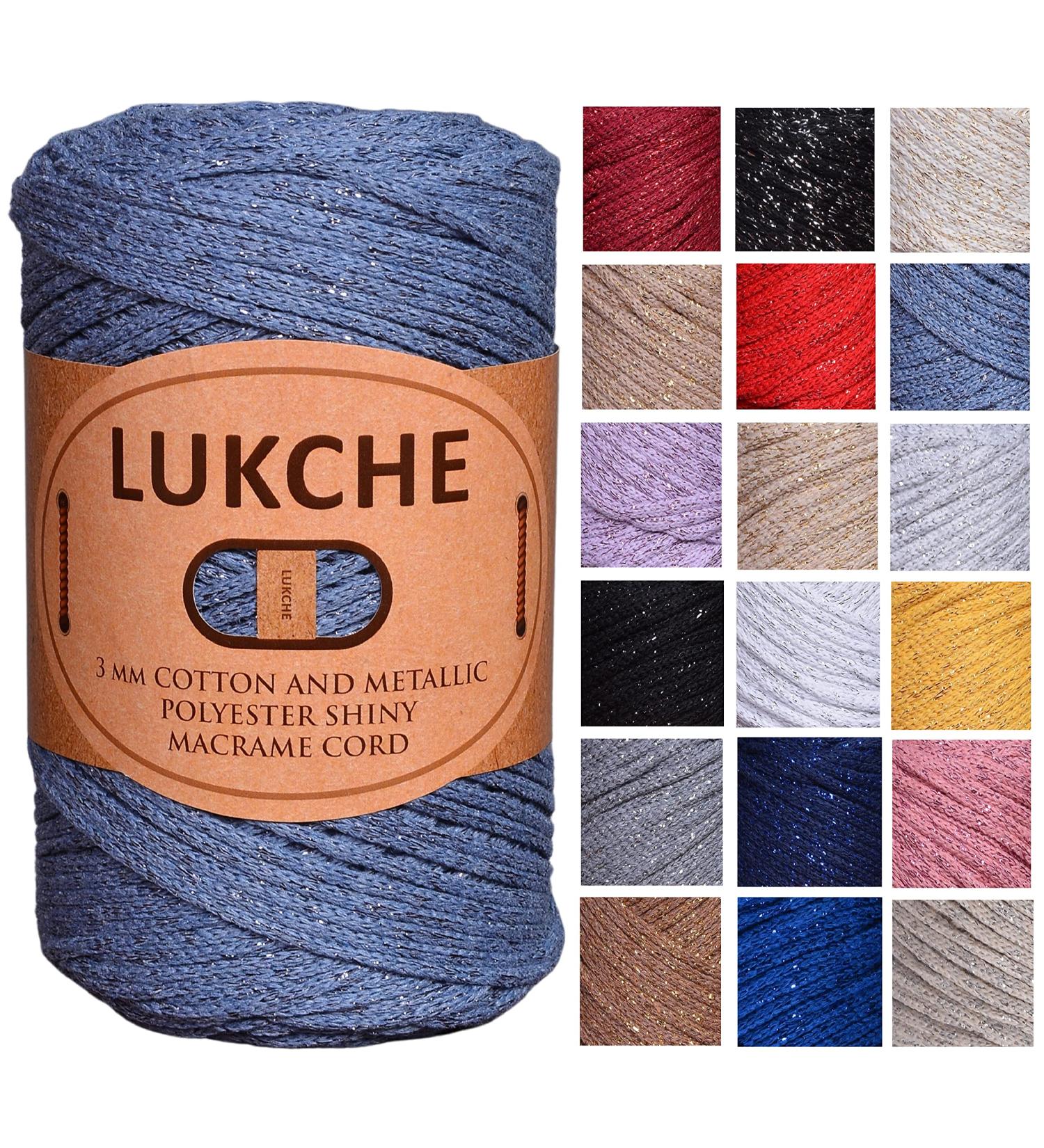Shiny Macrame Cord 3mm 224 Yards, Cotton and Polyester Blend - Aviator Blue Color for Bags, Wall Hangers, Carpets - Craft Supplies - Buy Online on GoSupps.com