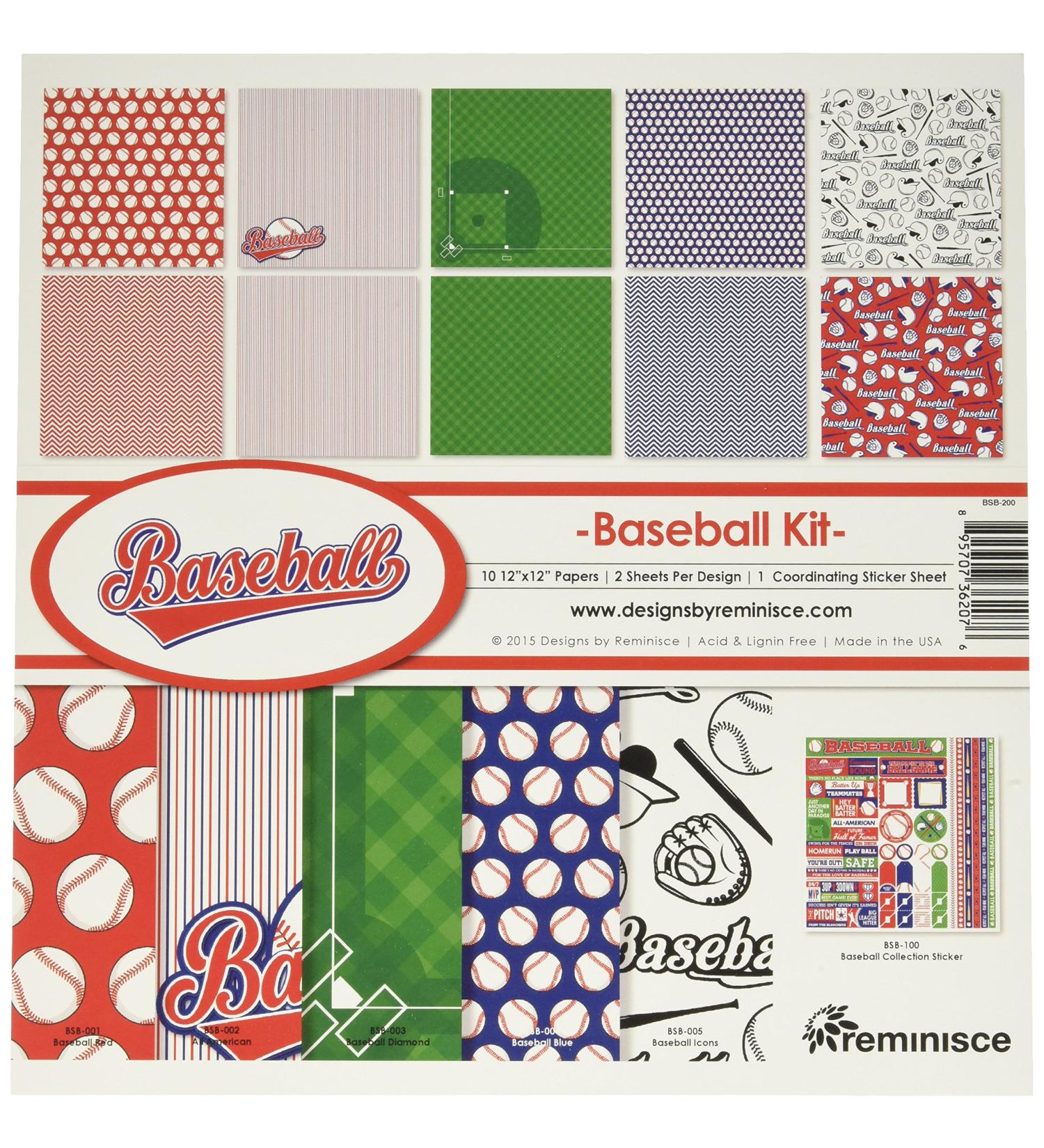 Reminisce Baseball Collection Kit  Multicolor  12 by 12  (BSB-200)