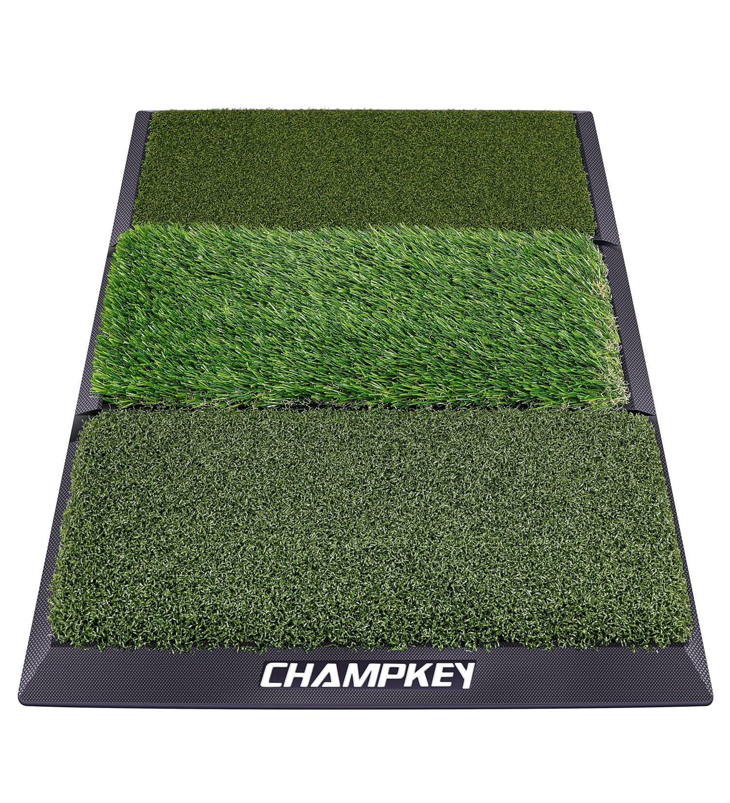 CHAMPKEY Professional Tri-Turf Golf Hitting Mat | Heavy Duty Rubber Backing | Indoor & Outdoor Practice Mat 16x24 PRO Version - Buy Online on GoSupps.com