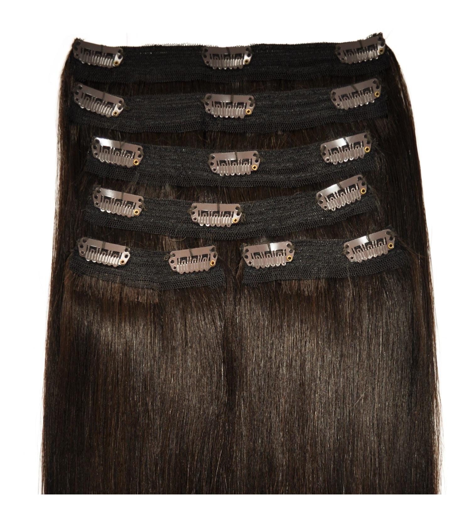 Super Thick Deluxe Clip-in Hair Extensions - 100% Remy Human Hair 18 Inch 210g - Intense Dark Brown #2 - International Shipping - Buy Online on GoSupps.com
