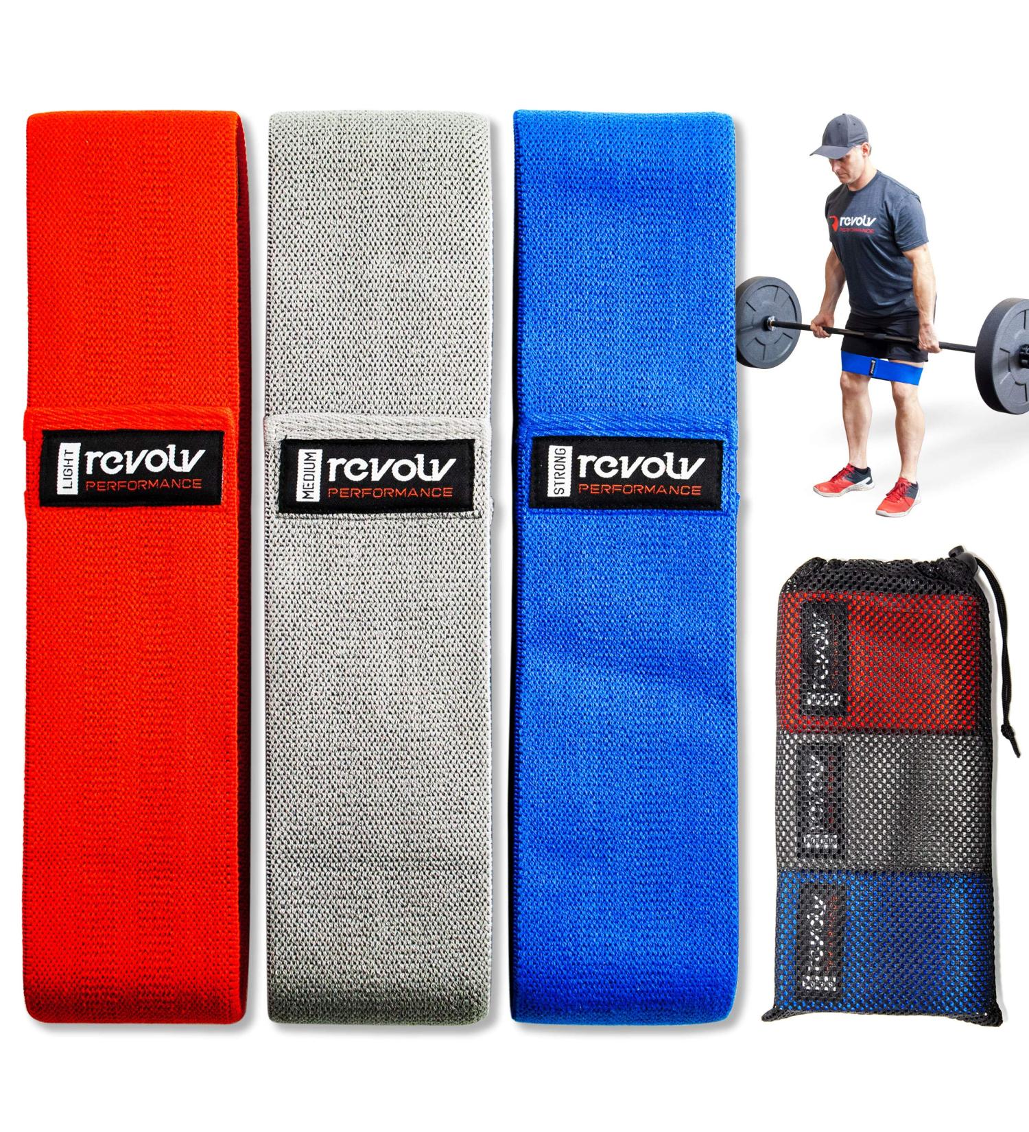 Fabric Resistance Bands Set of 3 - Durable Heavy Duty Elastic for Leg Glute & Hip Abductor Exercises - Ideal for Squats & Deadlifts - Perfect for Men & Women - Buy Online on GoSupps.com