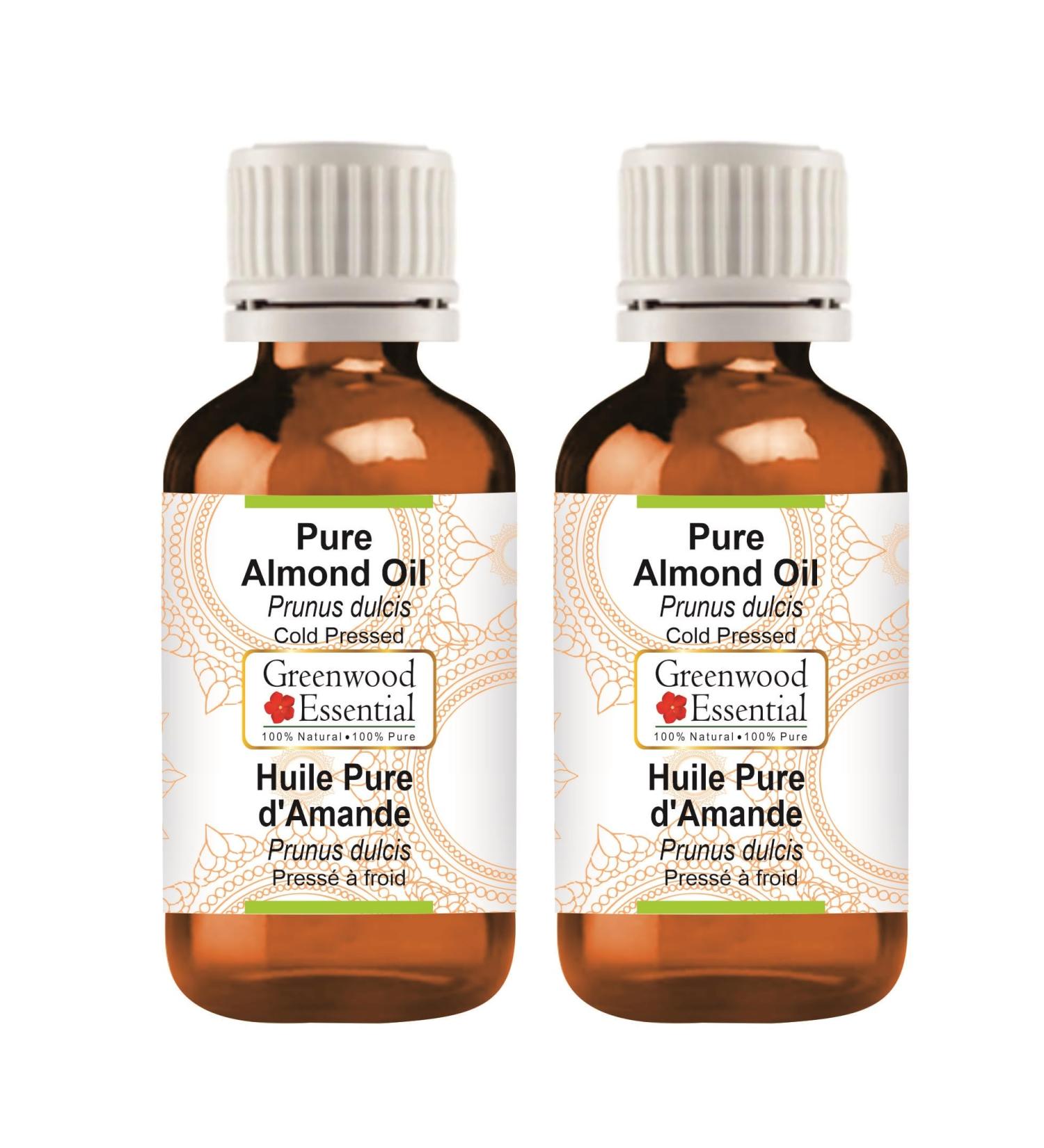 Greenwood Essential Natural Almond Oil - Cold-Pressed Therapeutic Quality (Pack of Two 100ml) | International Shipping - Buy Online on GoSupps.com