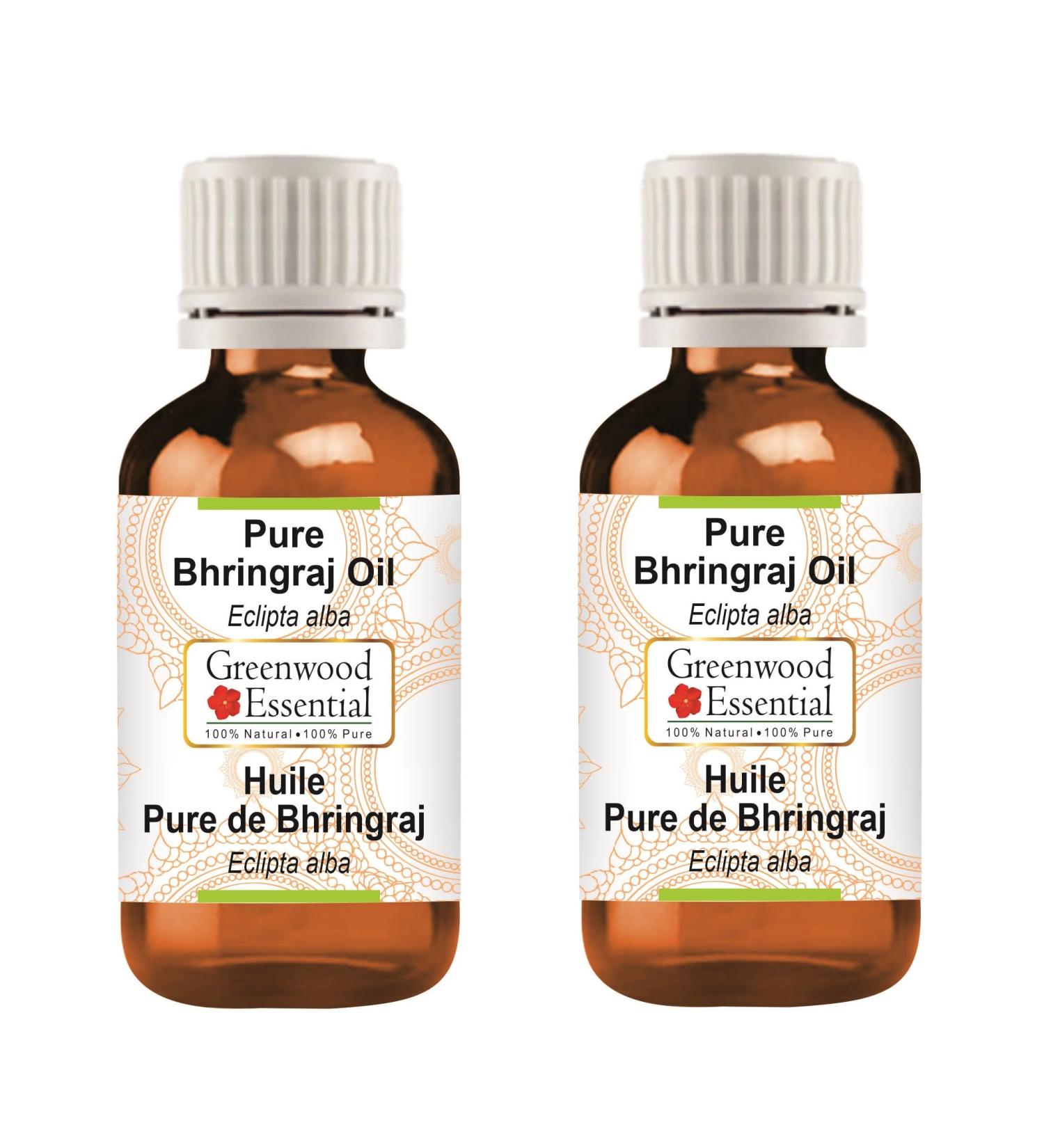Greenwood Essential Bhringraj Oil (Eclipta Alba) - 100ml x 2 | Therapeutic Quality for Hair Skin & Aromatherapy | Fragrance-Free - International Shipping - Buy Online on GoSupps.com