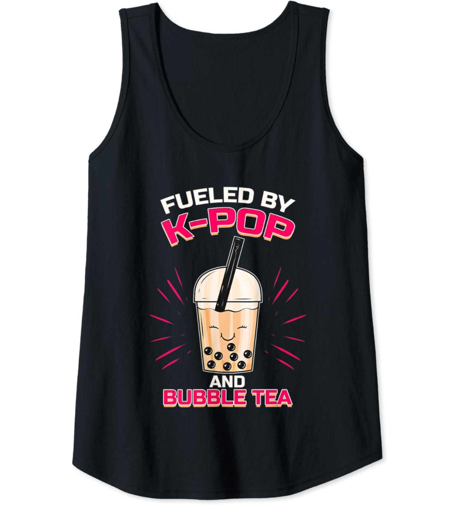 Womens Bubble Tea Boba K-POP Music Lover Korean Milk Anime Tank Top