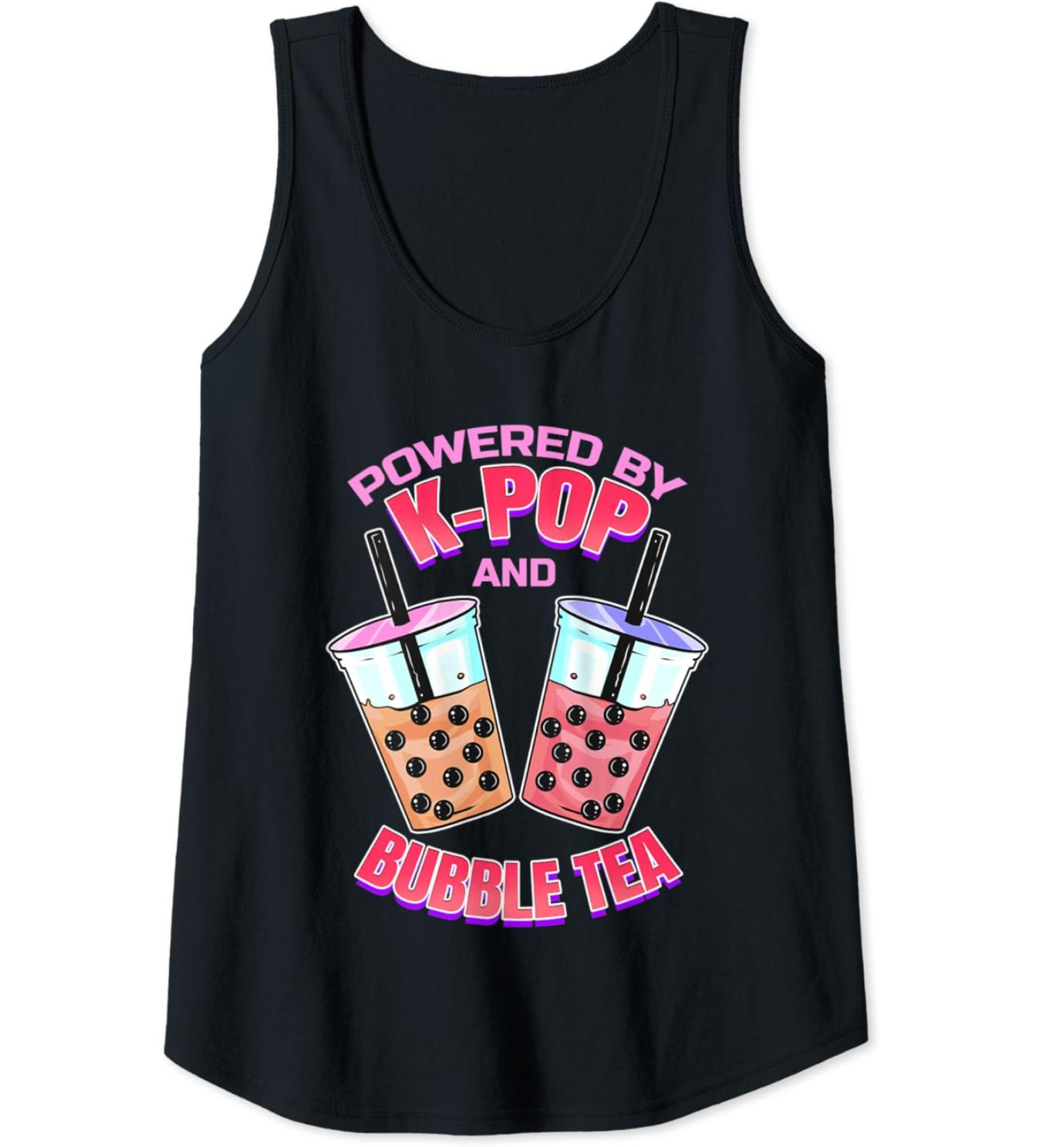 Womens Bubble Tea Boba K-POP Music Lover Korean Milk Anime Tank Top