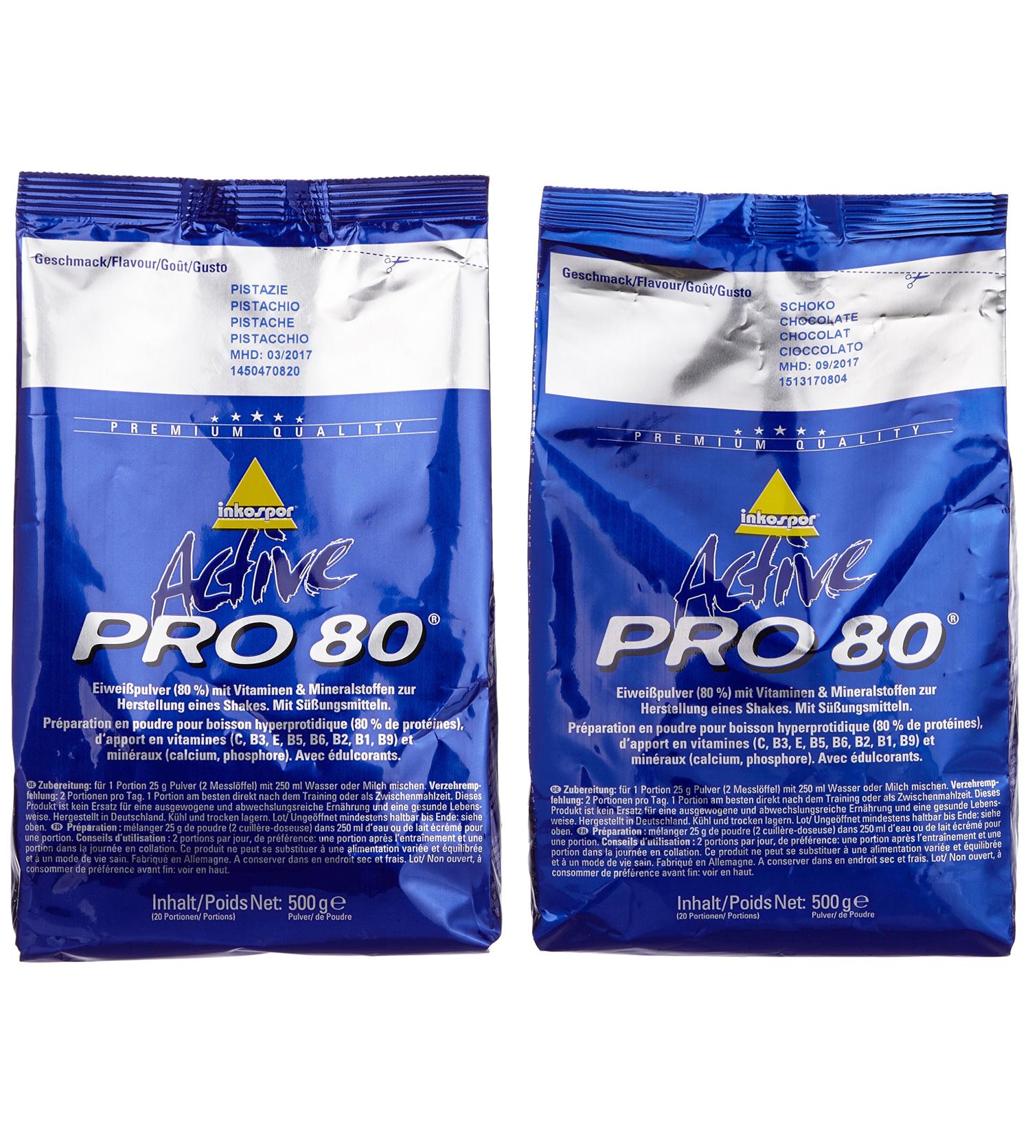 Inkospor Active Protein Shake Pro 80 Bags | 2-Pack (2 x 500g) Chocolate & Pistachio | 1-Pack (1kg) - Premium International Shipping - Buy Online on GoSupps.com